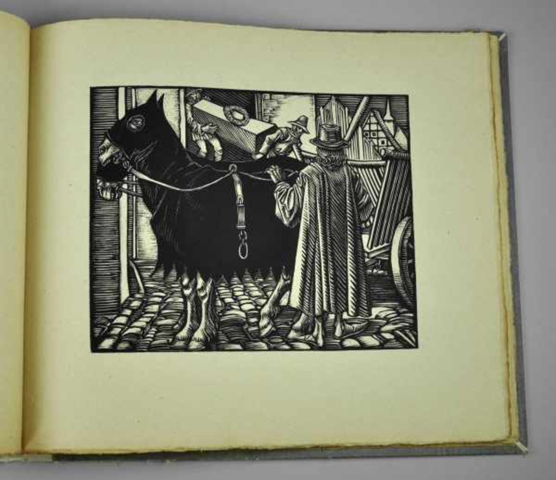 TOTENTANZ Schiestl, Rudolf: Der Tod von Basel, Buch mit 8 Original-Holzschnitten, erster Holzschnitt - Bild 4 aus 4