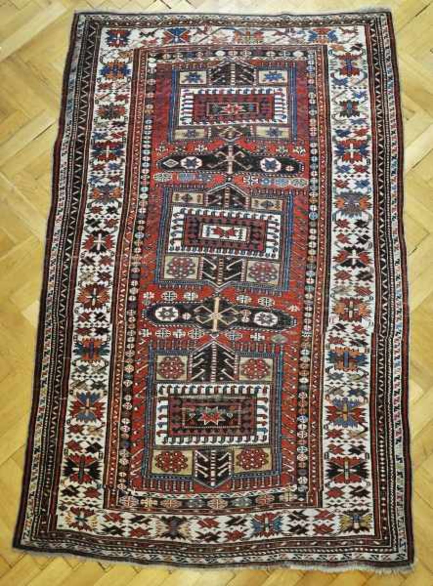 SHIRVAN antik, Russland, um 1900, 225x140cm, Flur red.