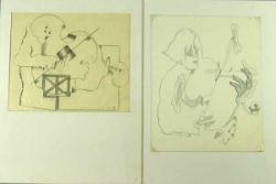 DÖRING Adam Lude (1925 Dresden) Zwei Zeichnungen mit je einem Violinenspieler, beide signiert u.