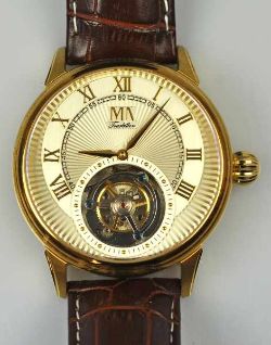 ARMBANDUHR Meister Anker, Automatikuhr mit Tourbillon, limitierte Version Nr. 25/100, vergoldetes