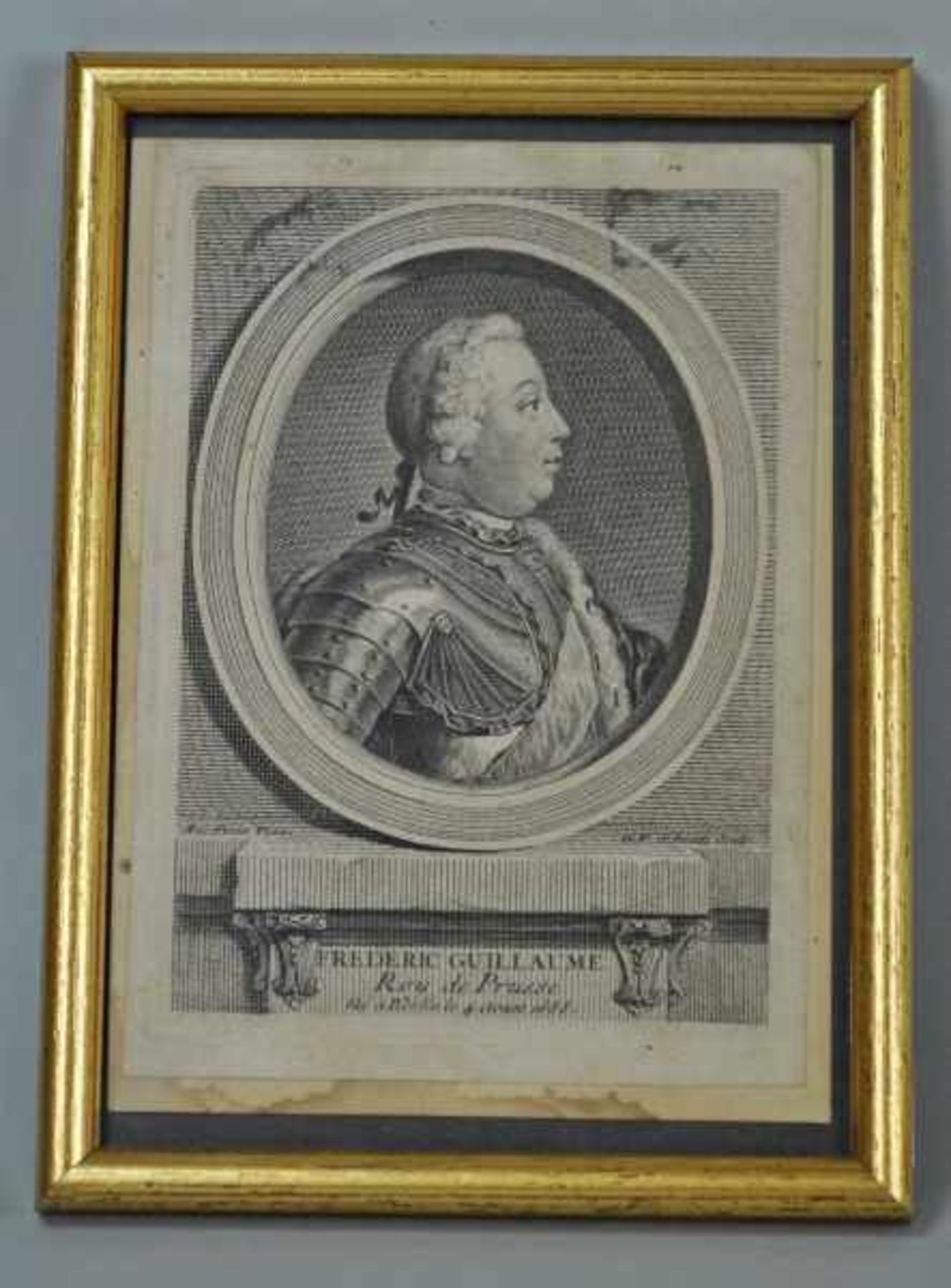 PORTRAIT "Friedrich Wilhelm I.", Brustprofilbild in oval, darunter bez. "Frederic Guillaume, Roy - Bild 2 aus 3