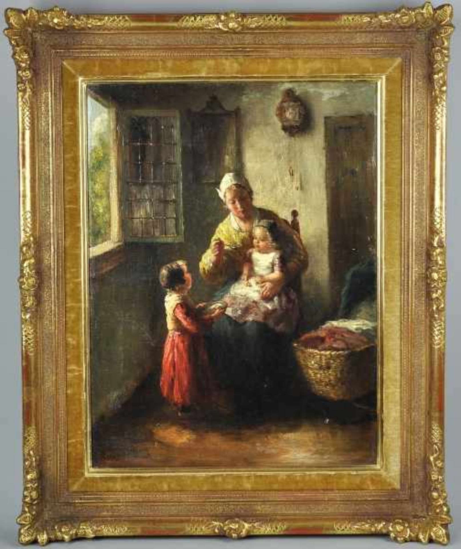 DE HOOG Bernard (1867 Amsterdam - 1943 Den Haag) "Mutter beim Füttern des Kindes", zweites Mädchen - Image 2 of 4