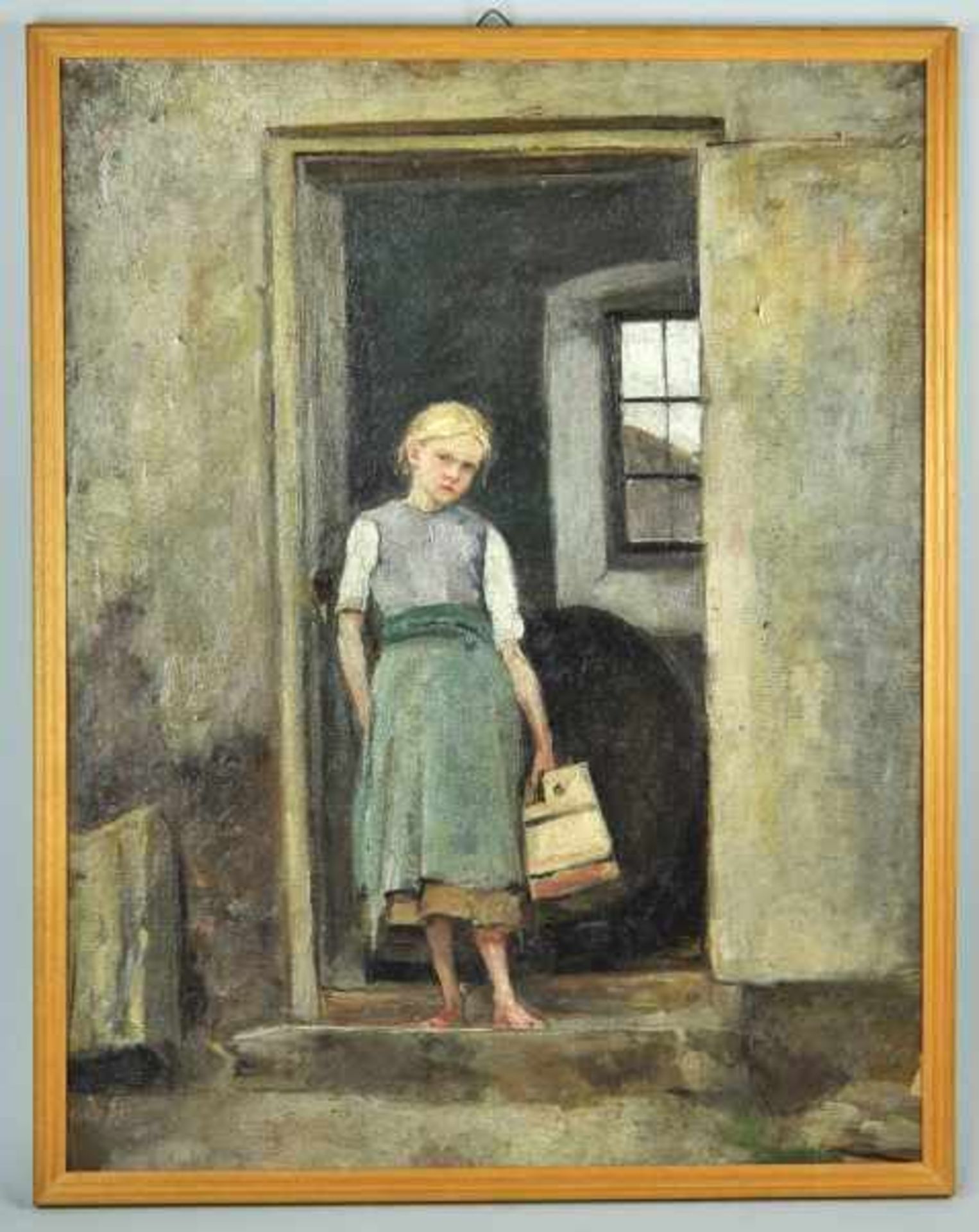ROTH Alois (1869 - 1930) "Mädchen mit Butterfass vor Kellertür", Öl auf Malkarton, rücks. bez., - Image 2 of 3