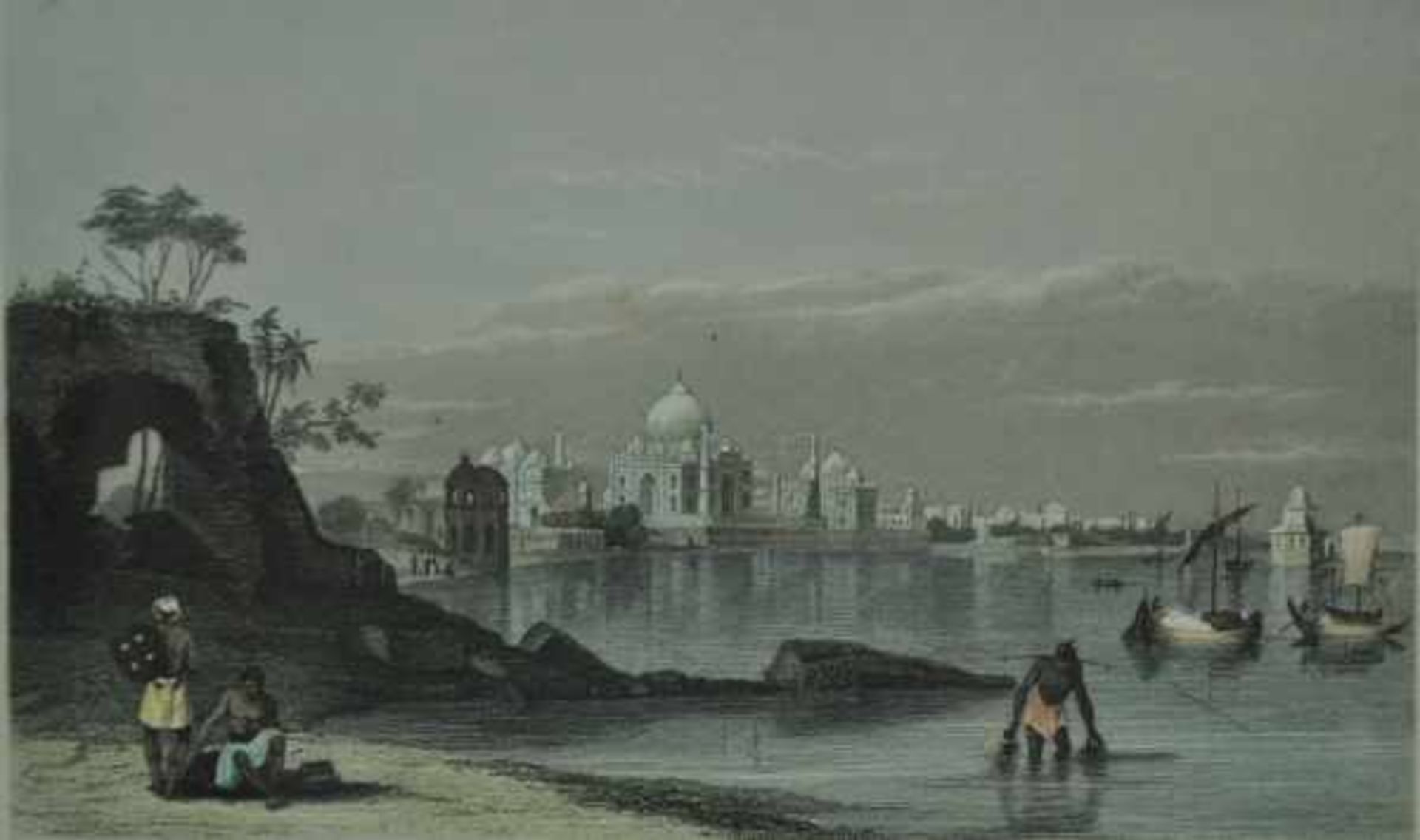 STAHLSTICH-LOT 4-teilig, verschieden, bestehend aus "Taj Mahal-Agra" (koloriert), "Die Abtey Laach", - Image 5 of 6