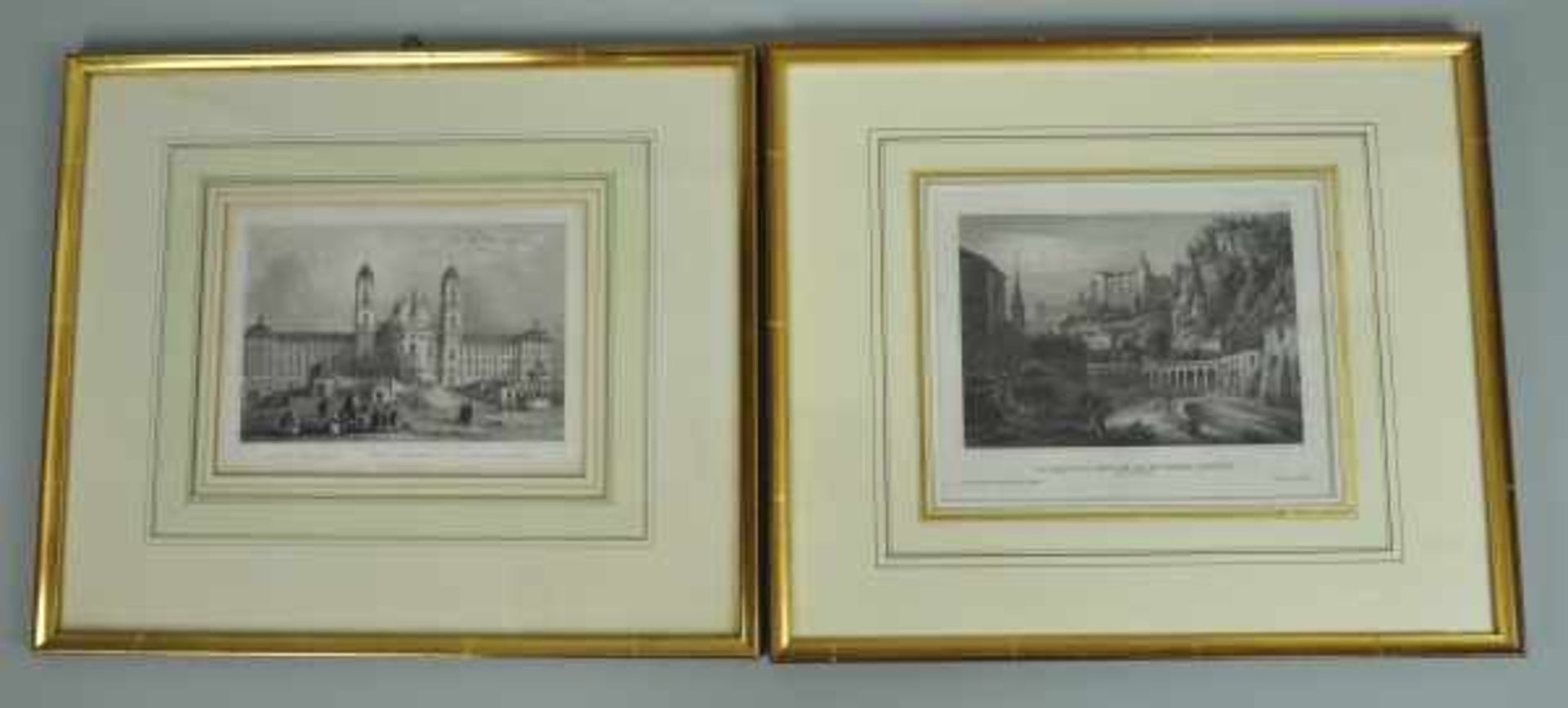 STAHLSTICH-LOT 4-teilig, verschieden, bestehend aus "Taj Mahal-Agra" (koloriert), "Die Abtey Laach",