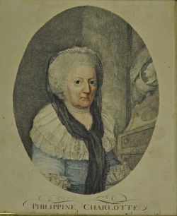 PORTRAIT "Philippine Charlotte von Preußen", Dreiviertelansicht in Oval, als Witwe dargestellt, nach