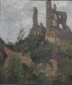 VON VOLKMANN Hans Richard (1860 - 1927 Halle) "Blick auf Ruine", mit verfallendem Mauerwerk,