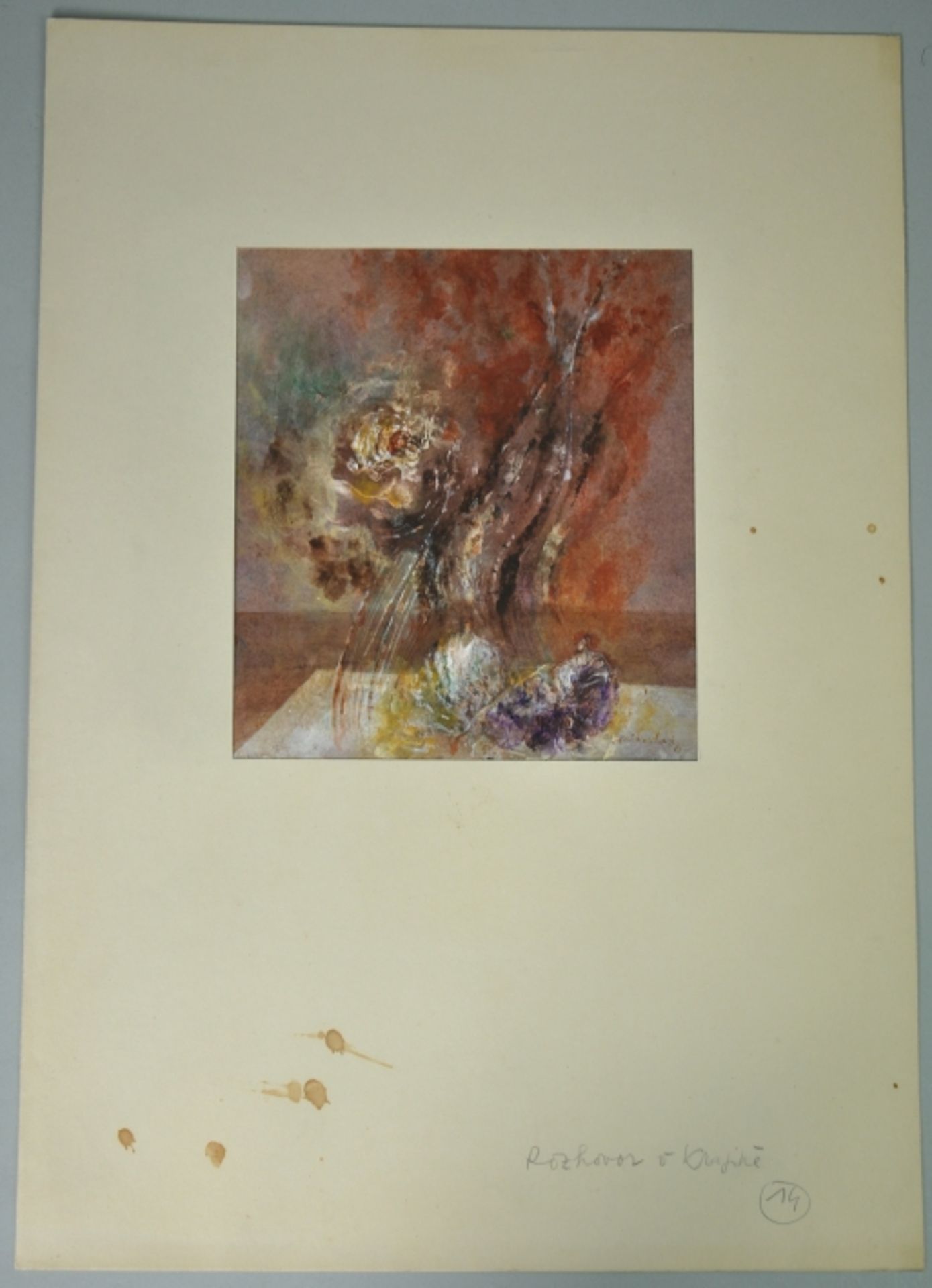 KLIMENTOVA Jirina (tschechisch, 1923-1997) "Abstraktes Stillleben", mit angedeuteten Blumen und - Image 2 of 3