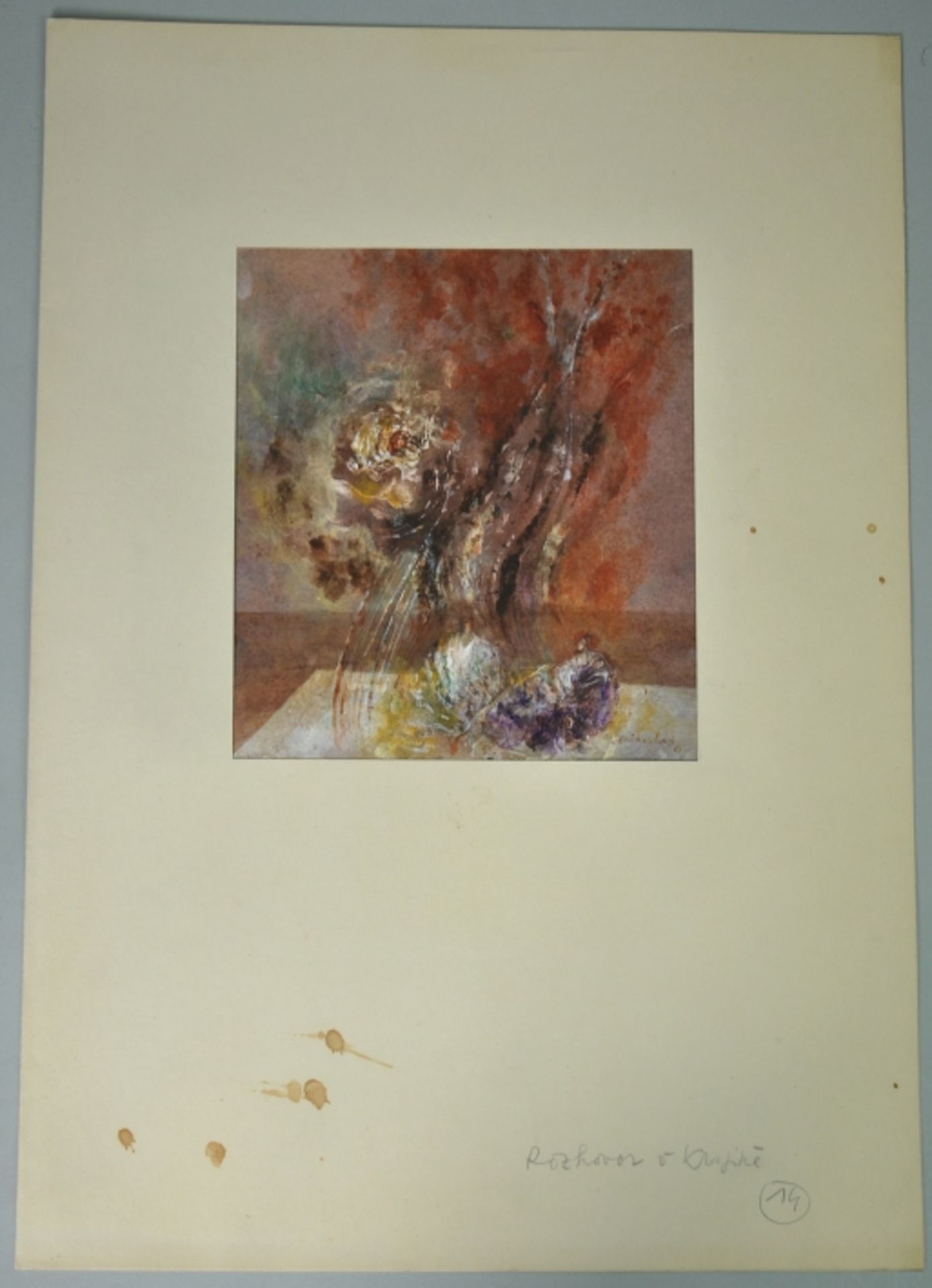 KLIMENTOVA Jirina (tschechisch, 1923-1997) "Abstraktes Stillleben", mit angedeuteten Blumen und - Bild 2 aus 3