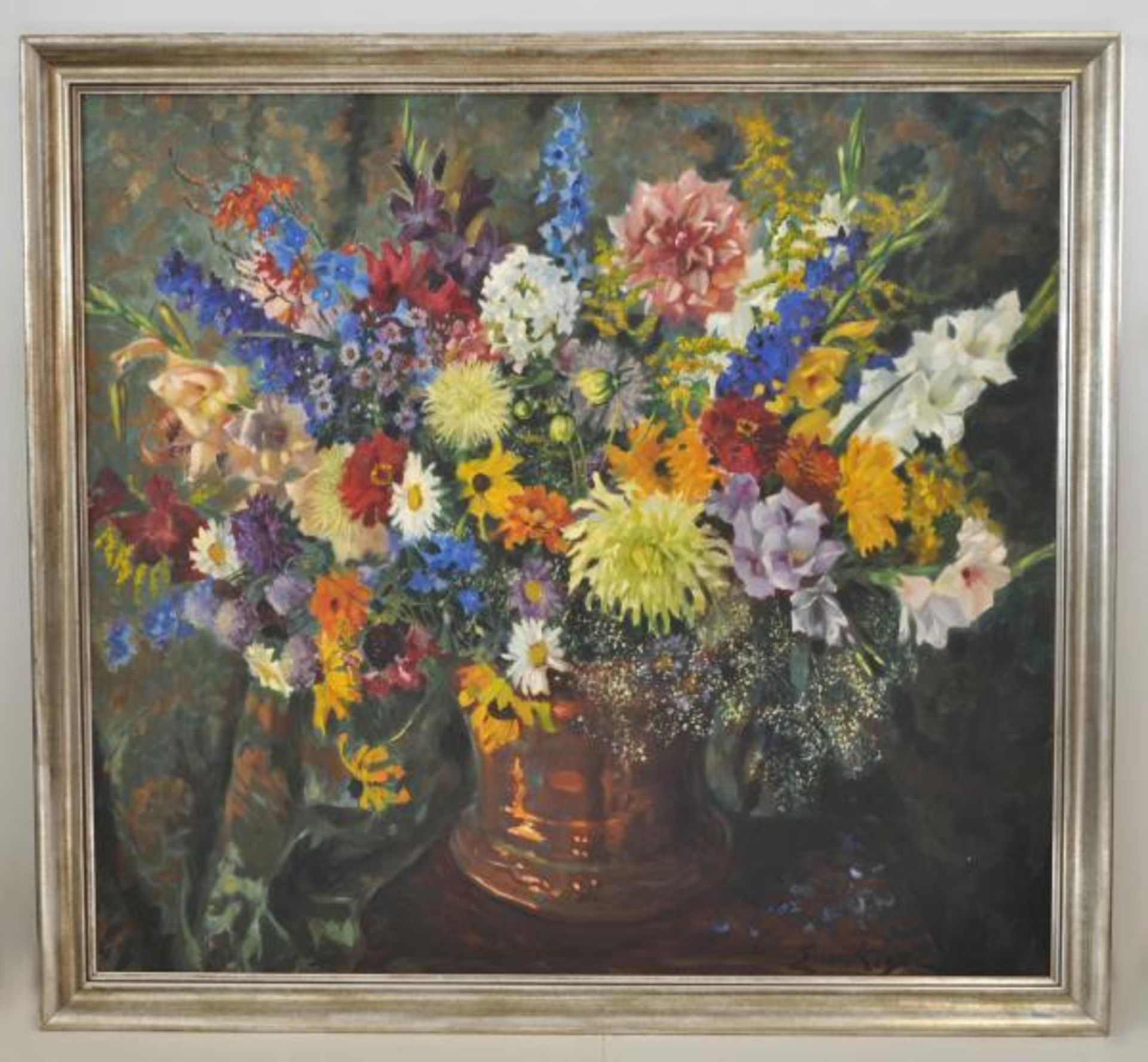 KAGER Erica v. (1890 Zürich - 1975 Bozen) "Blumenstillleben" großer, bunter Blumenstrauß in der - Bild 2 aus 4