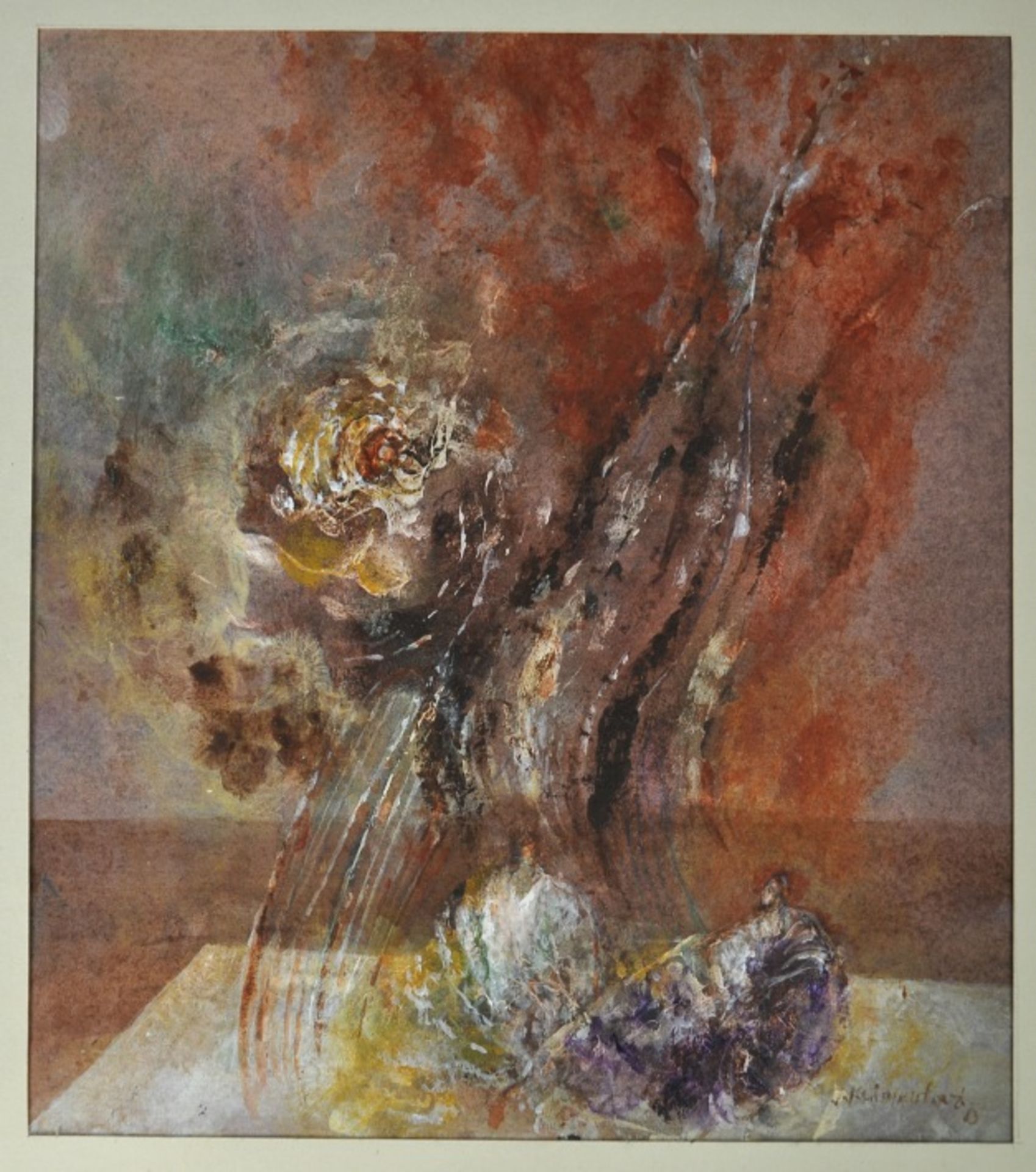 KLIMENTOVA Jirina (tschechisch, 1923-1997) "Abstraktes Stillleben", mit angedeuteten Blumen und