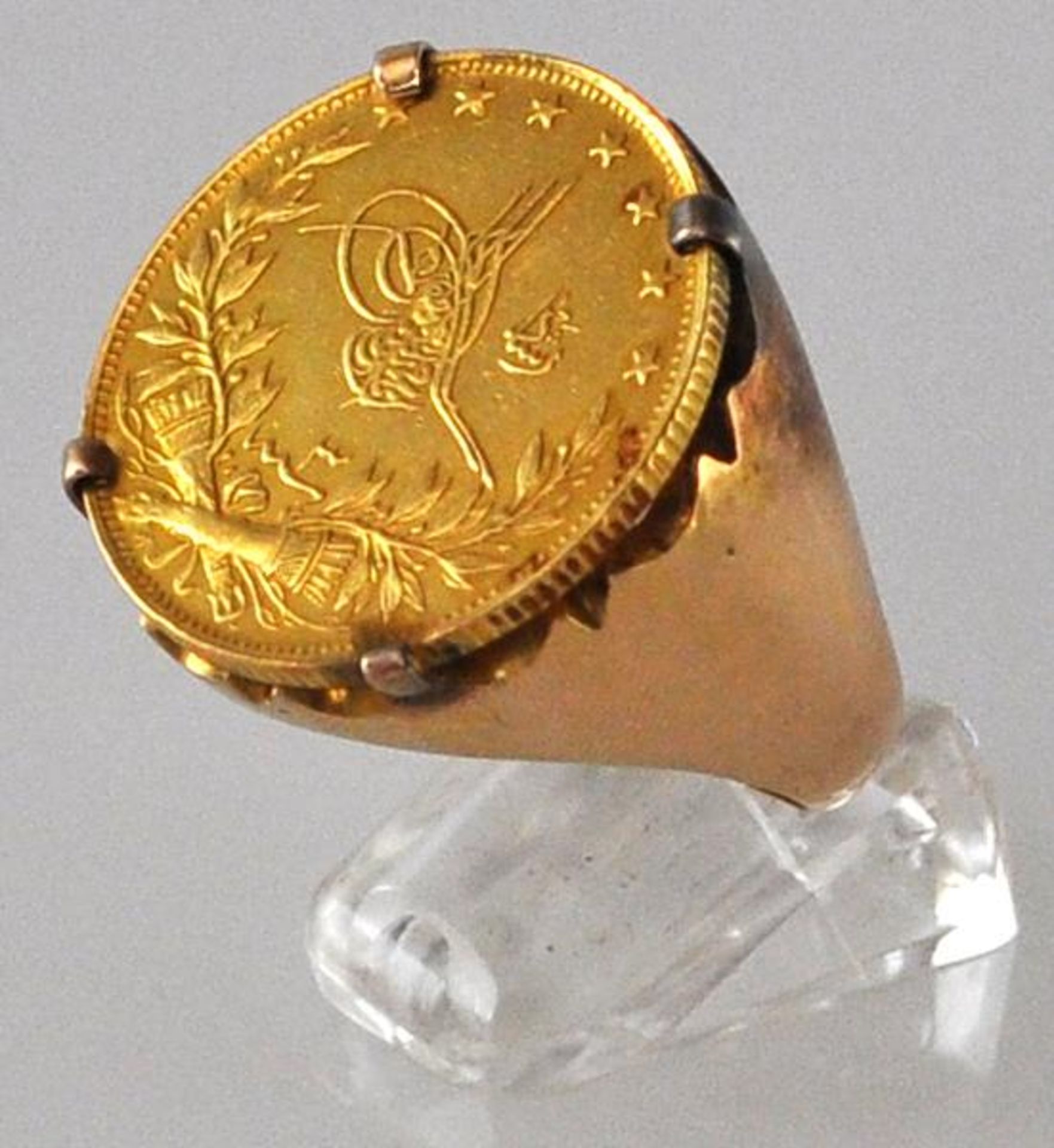 MÜNZRING arabische Goldmünze in Gelbgoldfassung 14ct mit breiten Seiten, 16,6g, Gr. 62 - Bild 3 aus 3