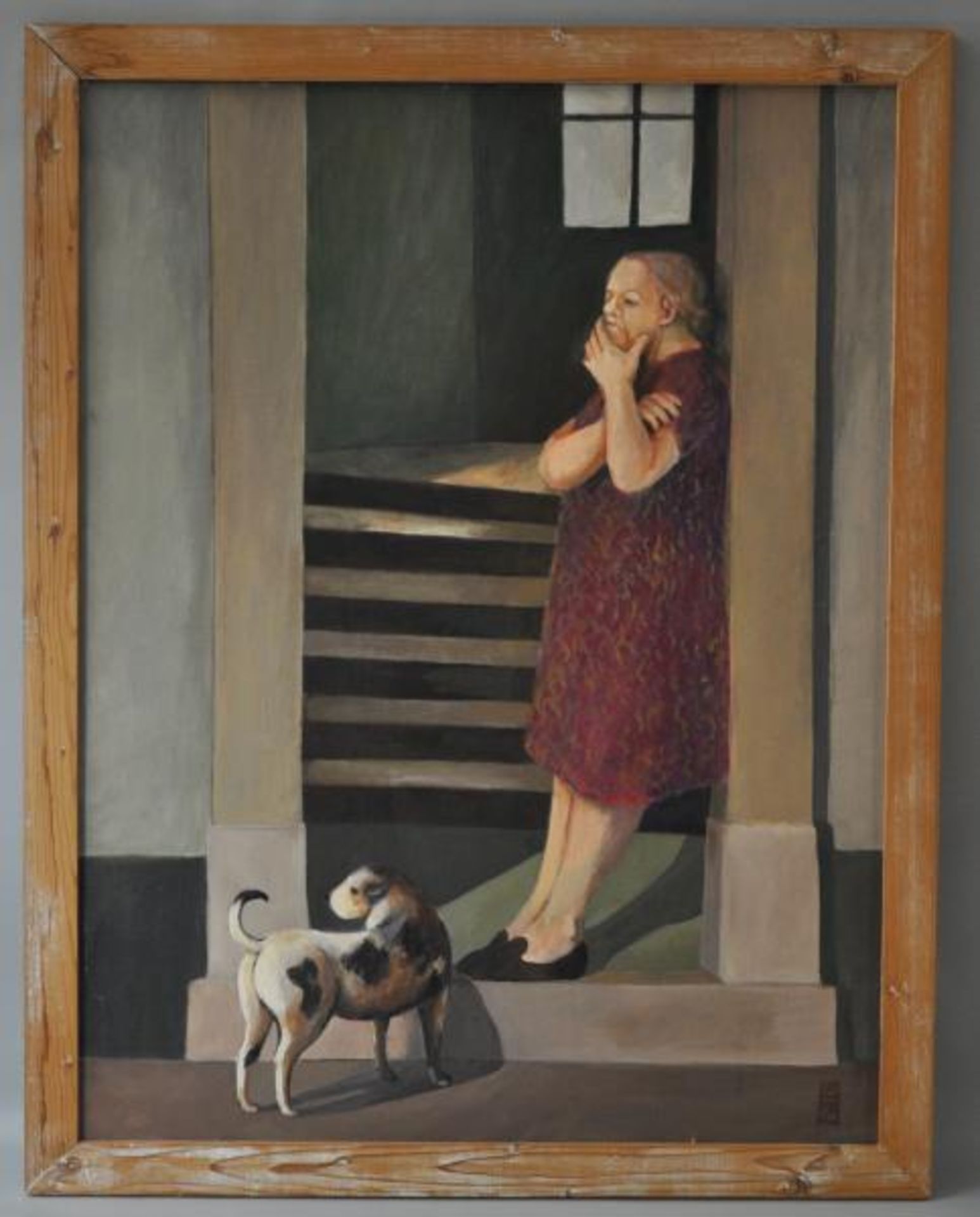 BLOMEIER-ZILLICH Ulrike (1944 Elstra) "Türsteher", Frau an offener Haustüre stehend mit kritischem - Bild 2 aus 3