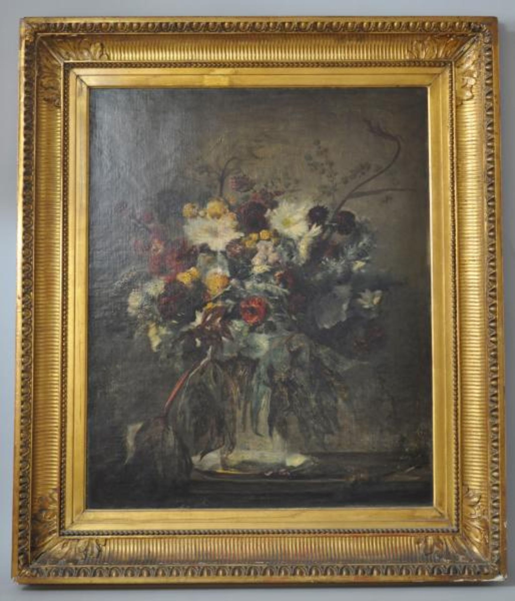 MORLOT Alphonse Alexis (1838 - 1918 Frankreich) "Blumenstillleben", in Glasvase auf Tisch, Öl auf - Bild 2 aus 4