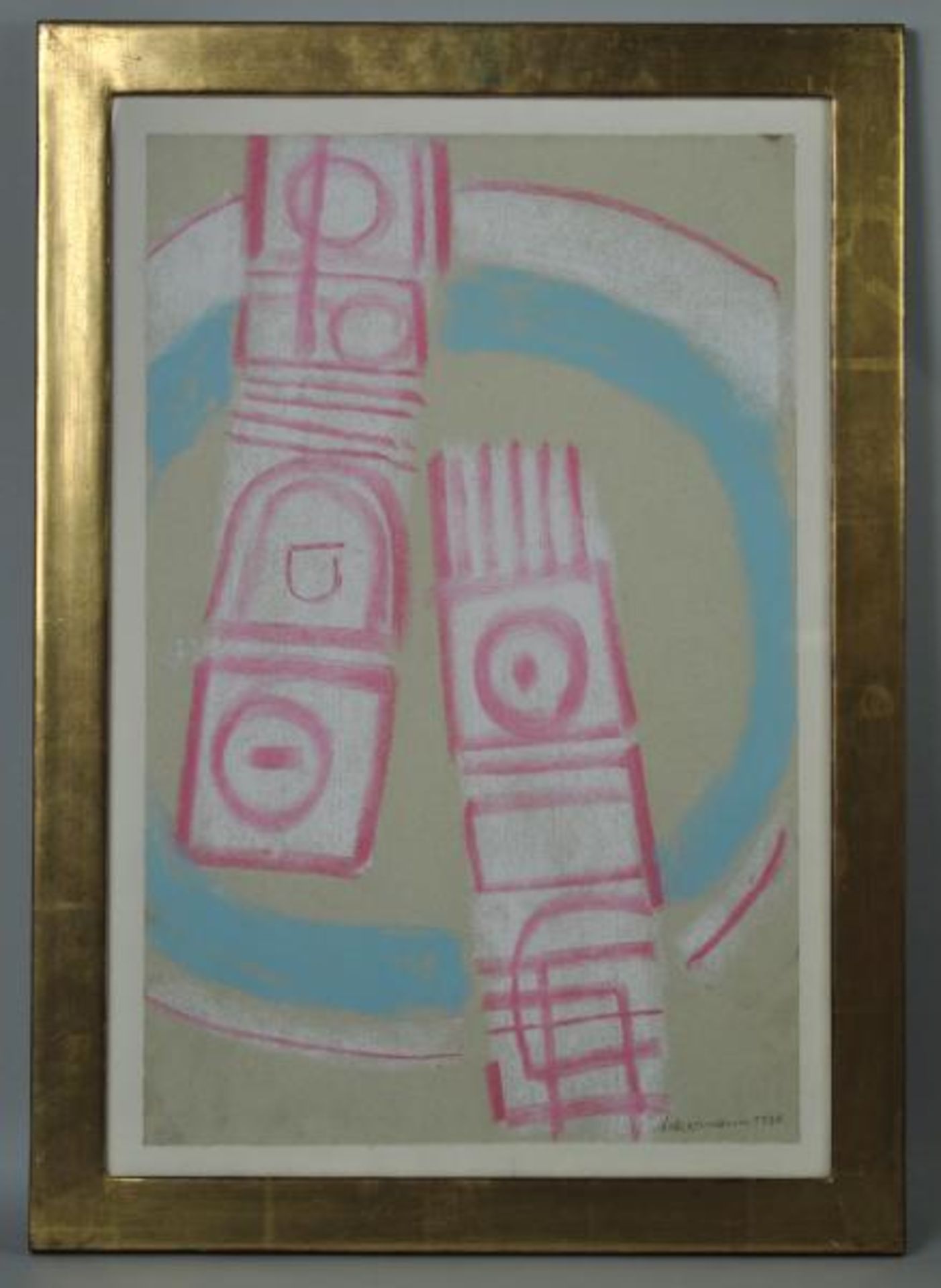 ACKERMANN Max (1887 Berlin - 1975 Unterlengenhardt) "Gegenstandslose Komposition", in rosa, weiß - Image 2 of 3