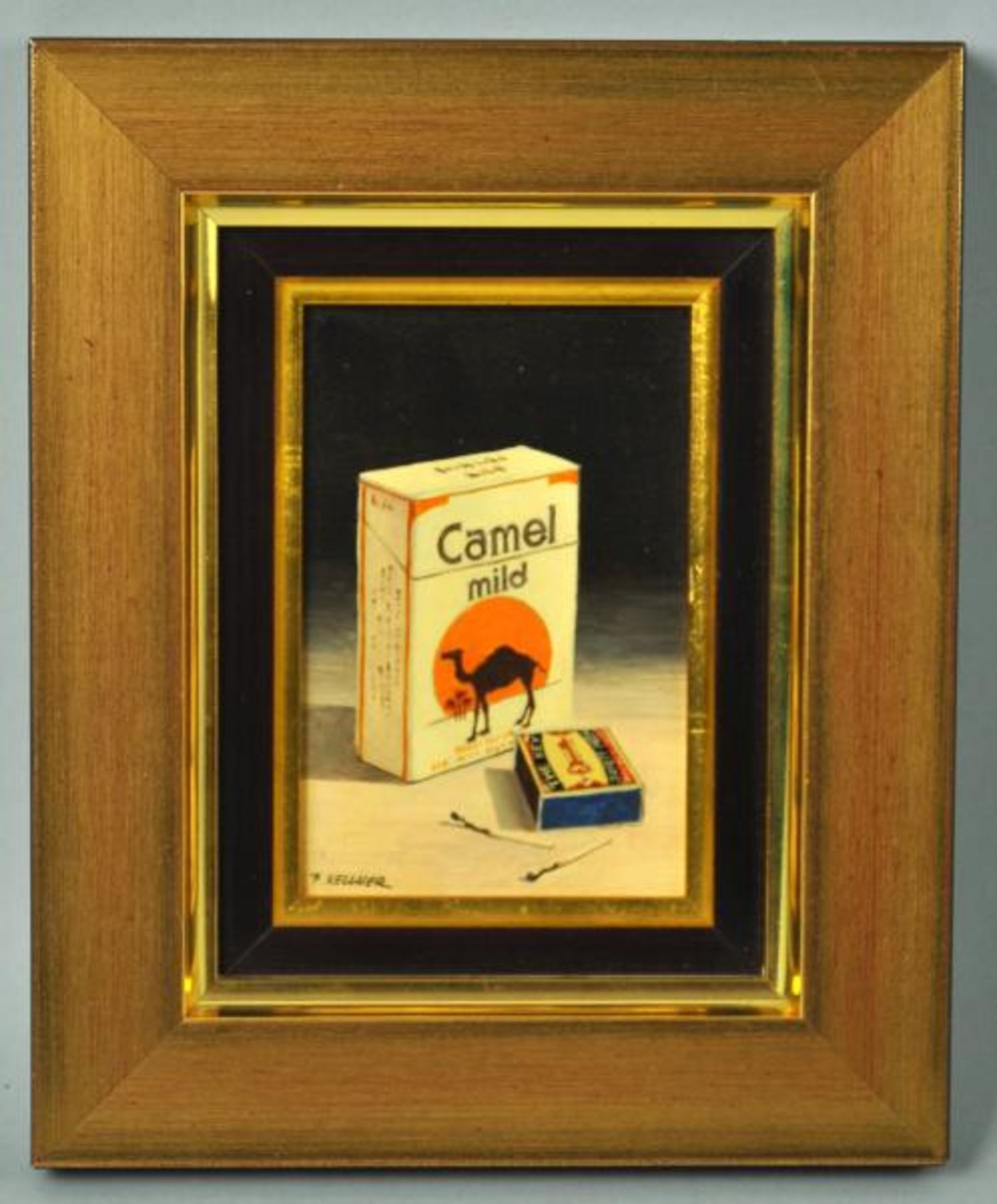 KELLNER Karel (Tschechien 2.Hälfte 20.Jh.) "Camel" Zigaretten , 2 Miniaturgemälde, Öl auf Holz, - Image 3 of 5