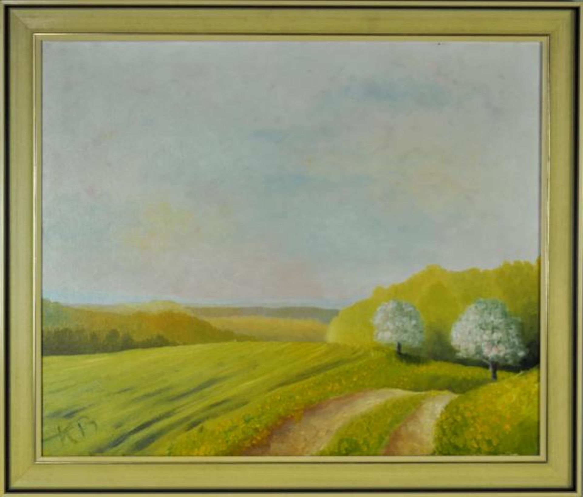 BAEUERLE Klaus (1943 Konstanz) "Sommerlandschaft" mit blühenden Bäumen u. Wiese mit gelben Blüten, - Bild 2 aus 3