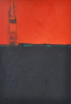 DÖRFLINGER Johannes (1941 Konstanz) "Abstrakt in Rot/ Schwarz", Öl auf Leinwand, 100x70 cm, R,