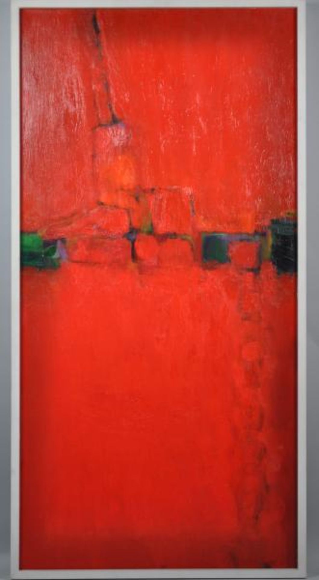 DÖRFLINGER Johannes (1941 Konstanz) "Abstrakt in Rot", mit kleinen Elementen, Öl auf Leinwand, - Bild 2 aus 3