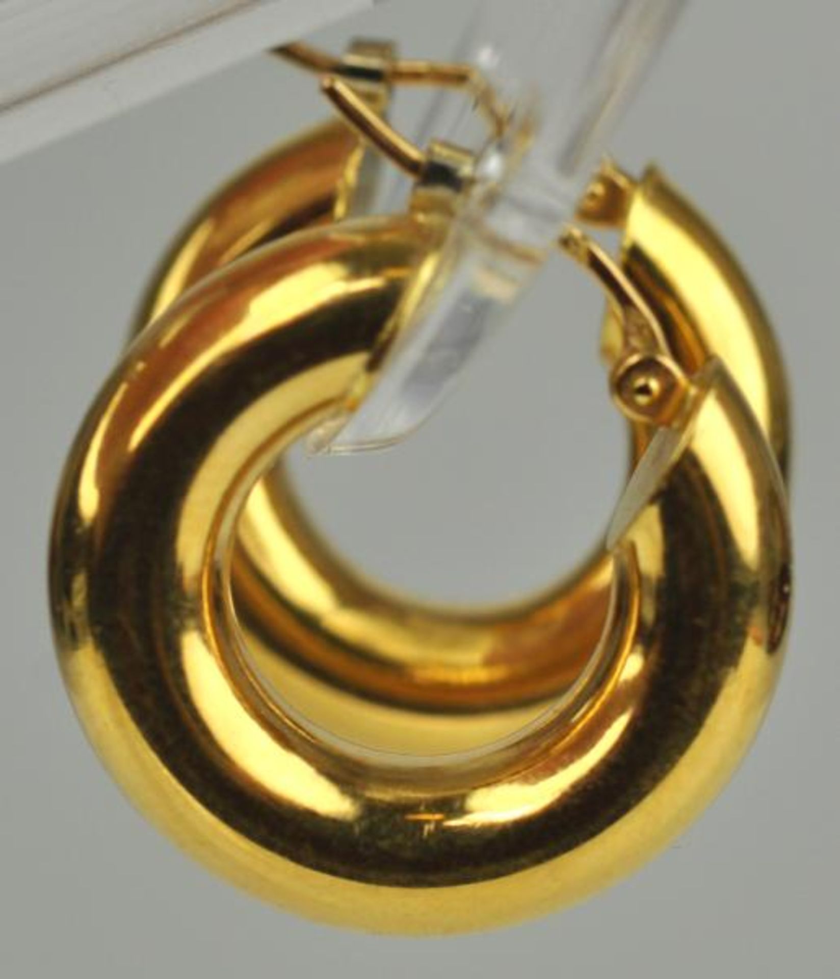 PAAR CREOLEN polierte Ringe in Gelbgold 18ct, 2,9g. D 19mm - Bild 3 aus 3