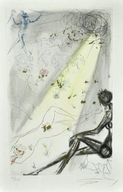 DALI Salvador (1904 - 1989 Figueres) "Die Schafherde", Radierung auf Arches mit Pochoir und