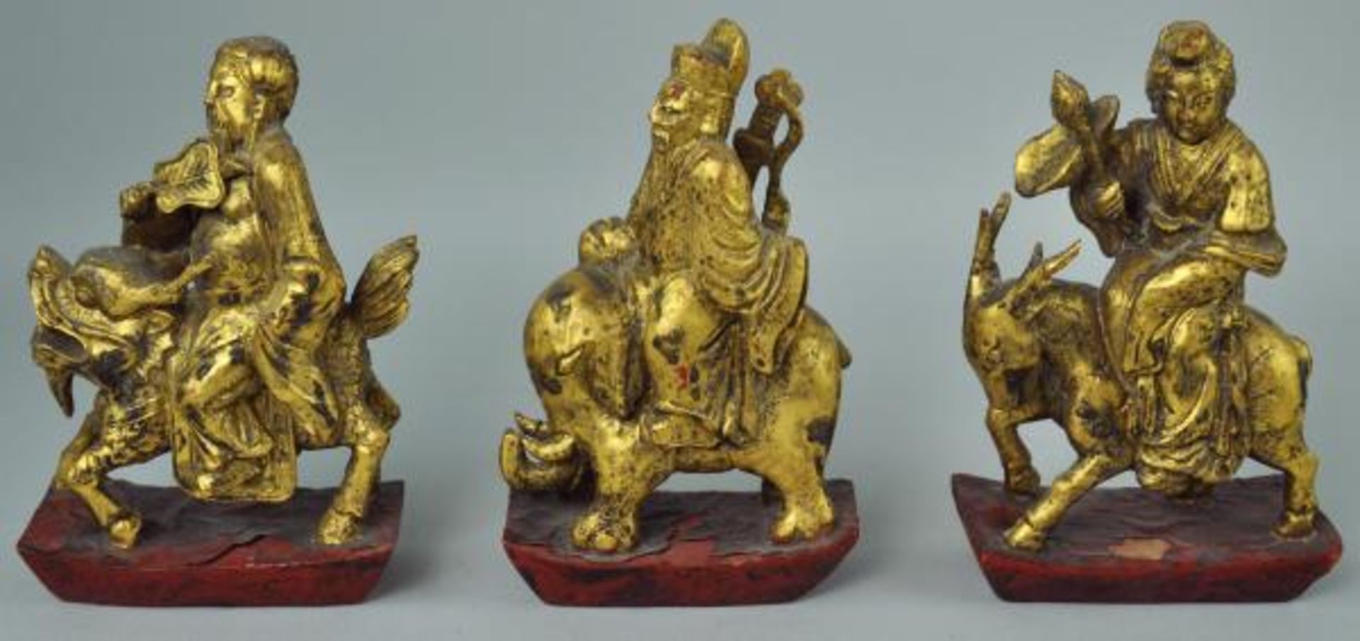 5 FIGUREN aus den 8 Unsterblichen, bestehend aus "Lü Dongbin" auf einem Elefanten sitzend, dem - Bild 2 aus 3