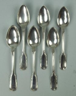 6 KAFFEELÖFFEL Spatenform, Silber 800, 108gr, L 14cm, in Box