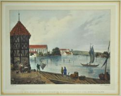 ANSICHT KONSTANZ "Vue du port de constance & du couvent des dominicants", Ansicht des Hafens mit