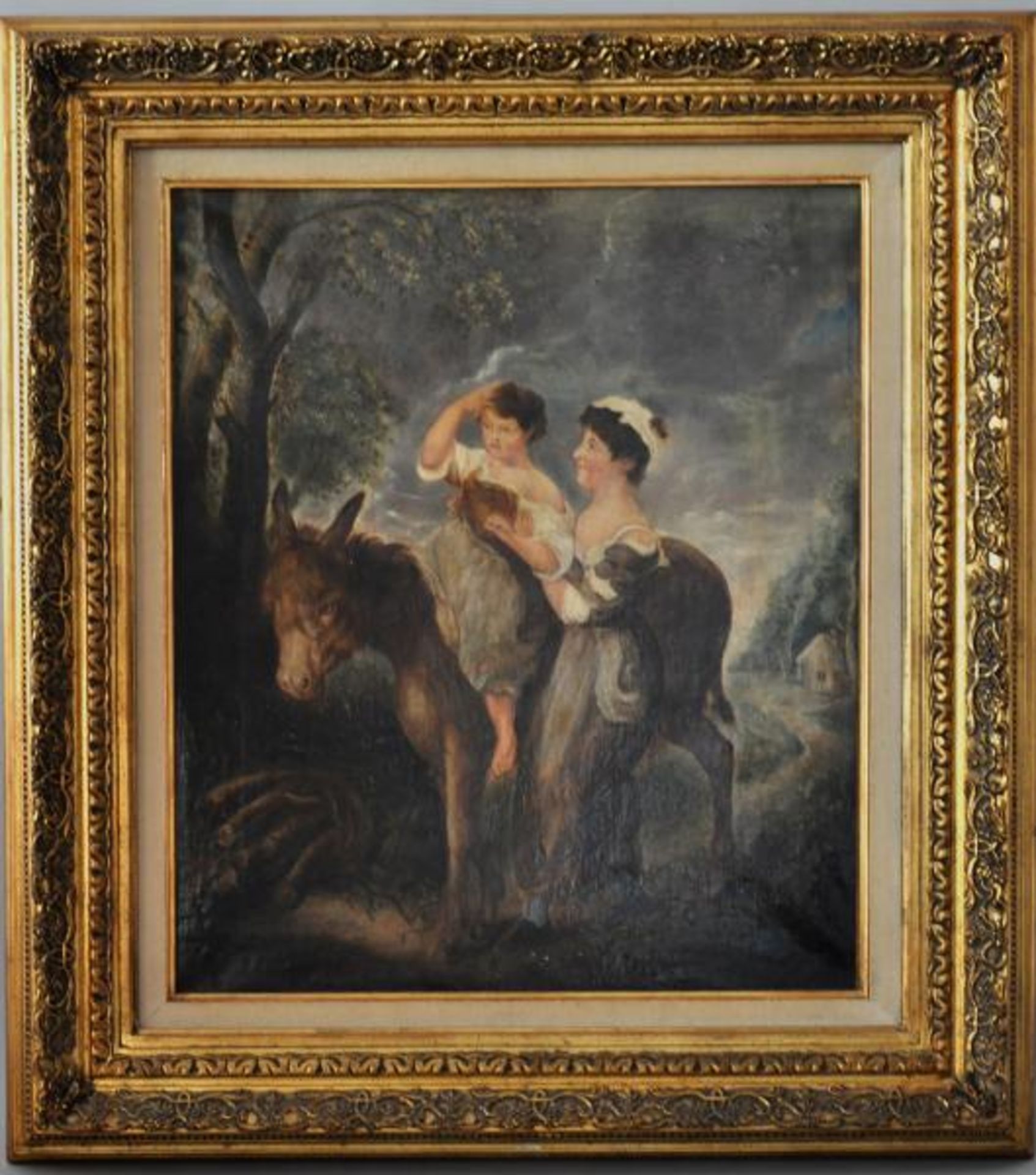 BIGG William Redmore (1755 - 1828 England) "Mutter mit Kind", dieses auf Esel sitzend, beide in - Bild 2 aus 5