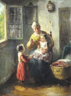 DE HOOG Bernard (1867 Amsterdam - 1943 Den Haag) "Mutter beim Füttern des Kindes", zweites Mädchen