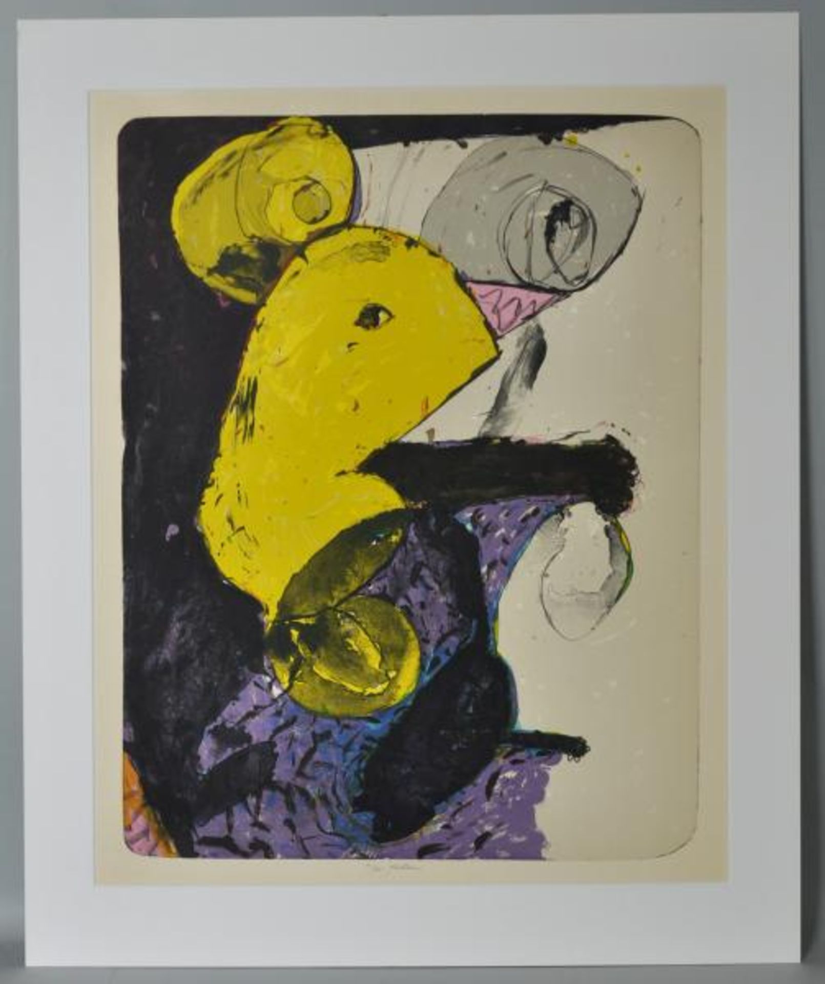 ROUCKA Pavel (1942 Prag) "Abstrakt", polychrome abstrahierende Darstellung in gelb, grau u. violett, - Bild 2 aus 3