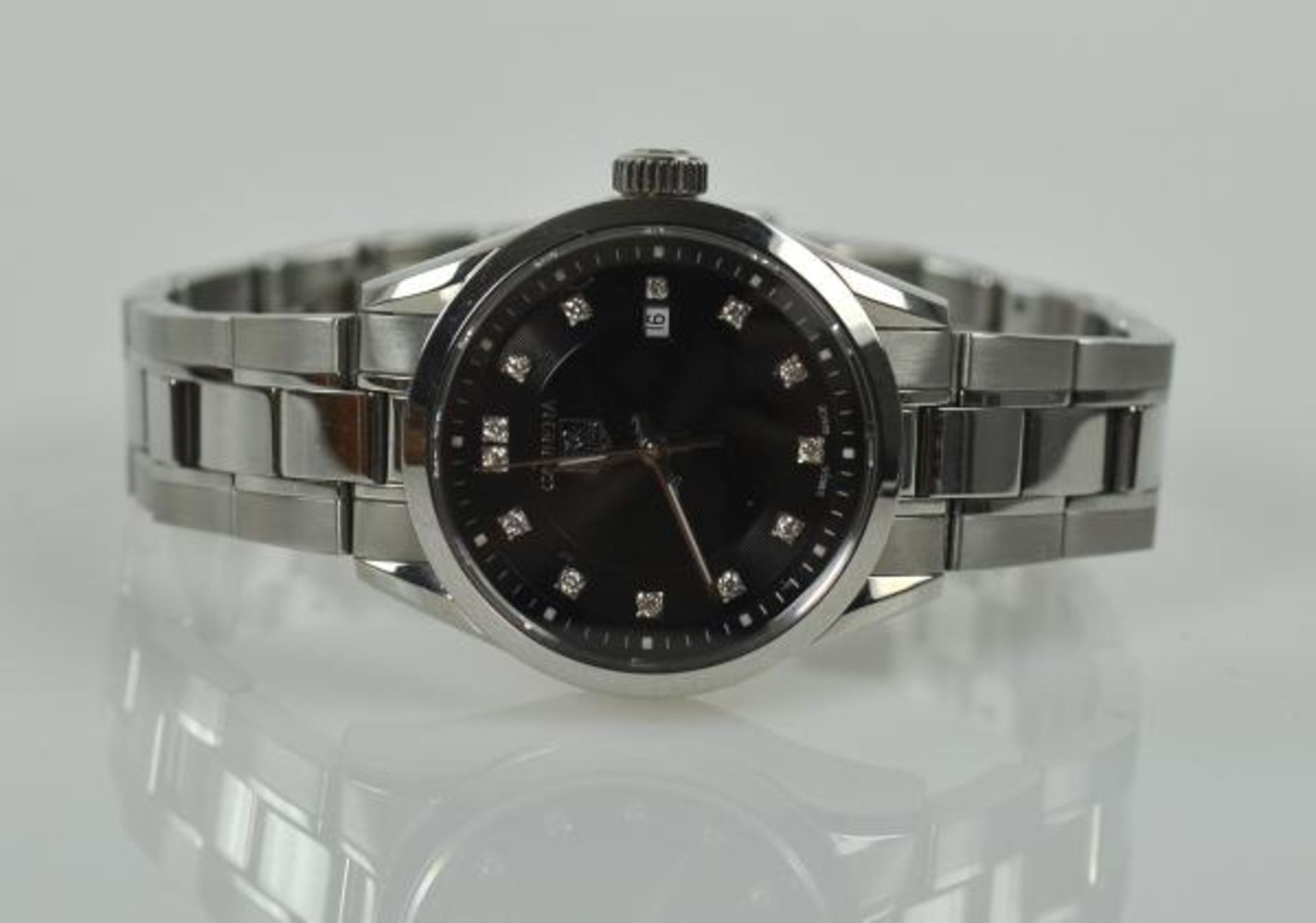 DAMENARMDANDUHR Tag Heuer Carrera Lady, Quartz, rundes Stahlgehäuse mit Diamantindizes auf schwarzem - Image 2 of 3