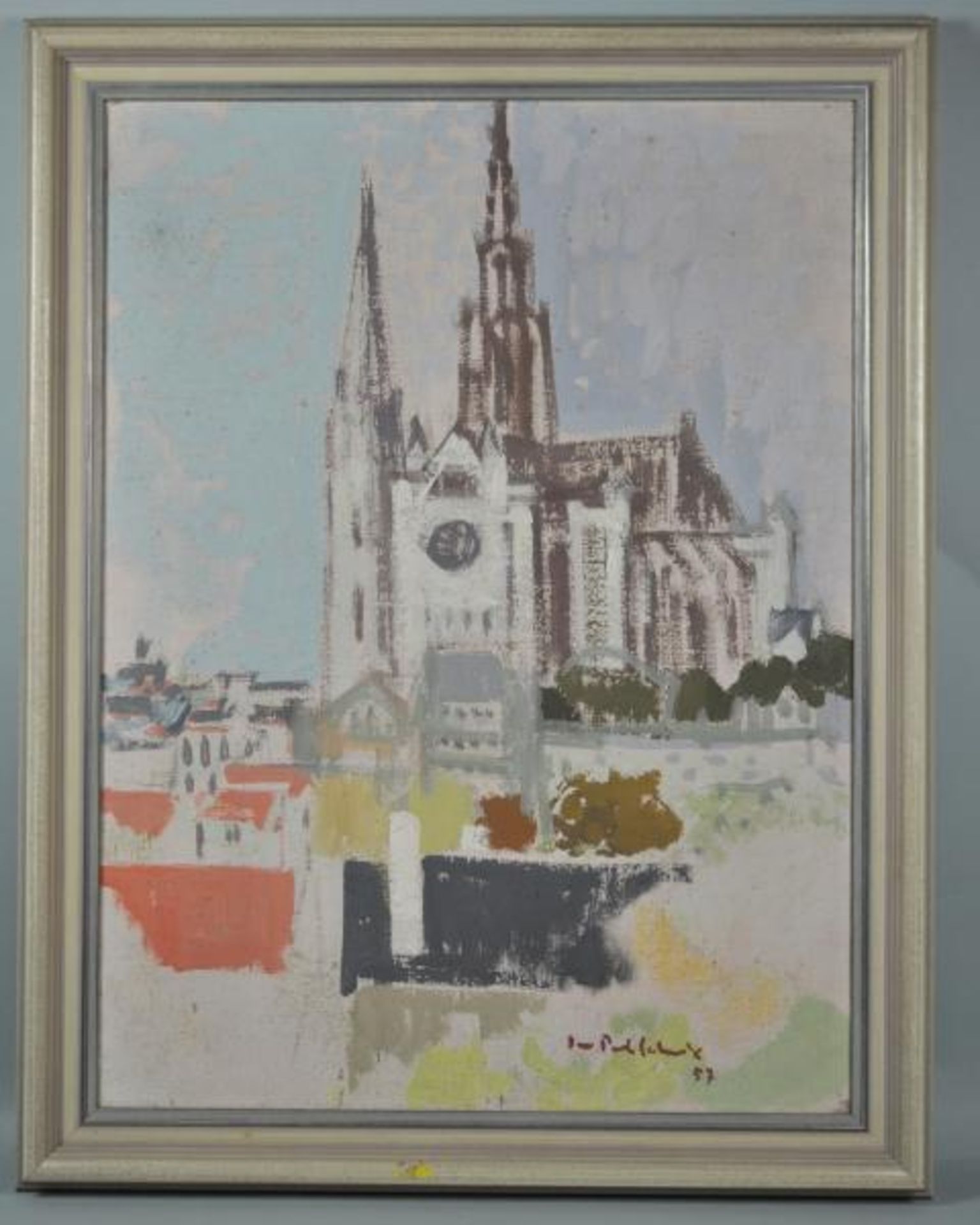SCHMITZ Jean-Paul(1899 Wesseling - 1970 Singen) "Chartres", Ansicht der Kathedrale von Chartres - Bild 2 aus 3