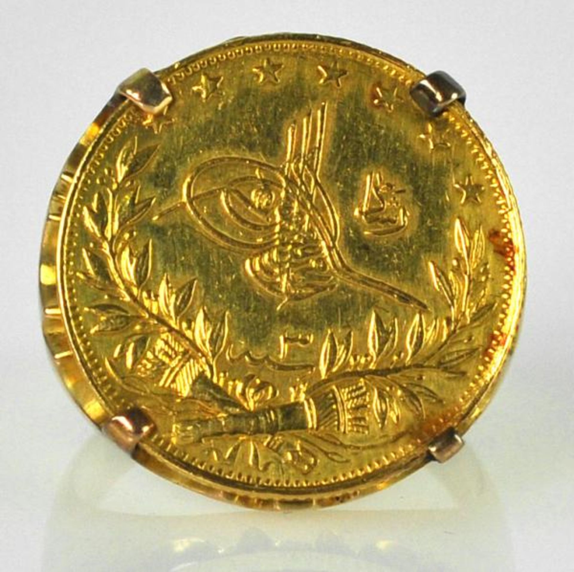 MÜNZRING arabische Goldmünze in Gelbgoldfassung 14ct mit breiten Seiten, 16,6g, Gr. 62 - Bild 2 aus 3