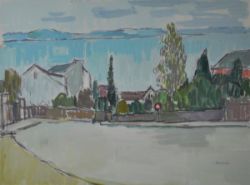 SAUERBRUCH Hans (1910 Marburg - 1996 Konstanz) "Seeausblick", von einer bewöhnten Anhöhe aus, mit