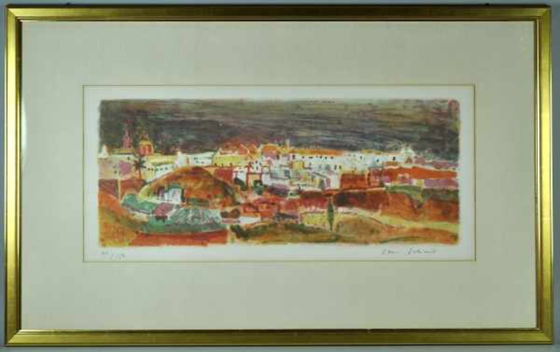 SCHMID Henri (1924 - 2009 Winterthur) "Südliche Stadt", Farblithographie, rechts unten signiert, Ex. - Bild 3 aus 5