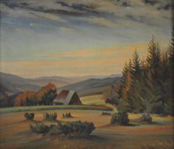 GUTJAHR Heinrich (1889 - 1973) "Schwarzwaldansicht", im Abendlicht, Blick von einer Anhöhe aus