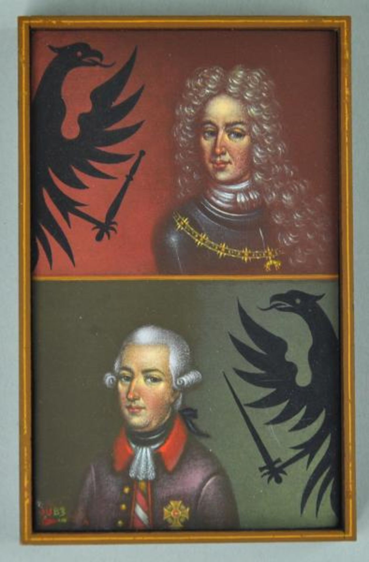 ULRICH Jindrich (1950 Prag) "Voltaire/Rousseau" und "Kaiser Joseph" 2 Miniaturportraits, Acryl/ - Image 4 of 5