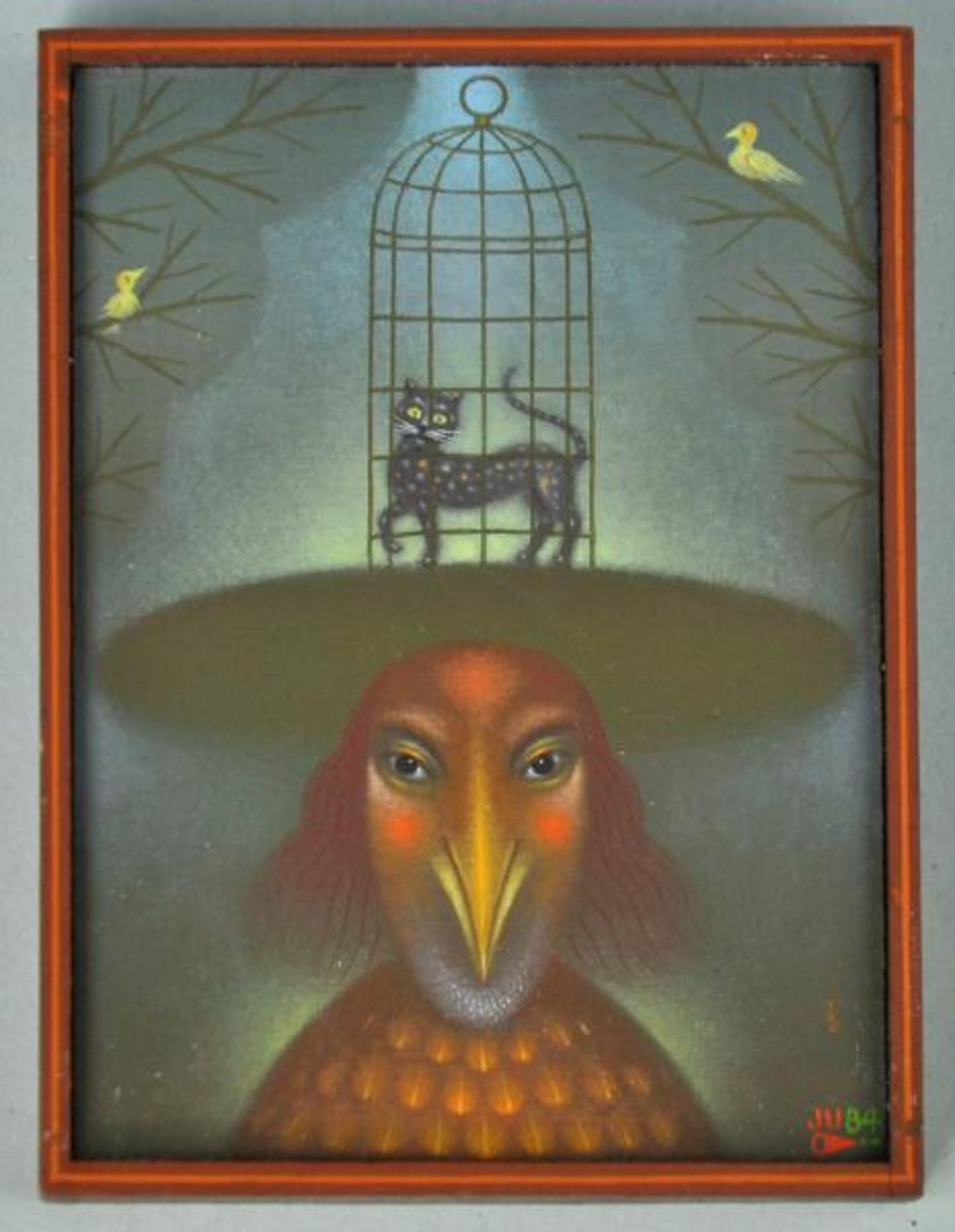 ULRICH Jindrich (1950 Prag) "Frau mit Hut" und " Vogel mit Katze im Käfig als Hut" 2 - Bild 3 aus 6