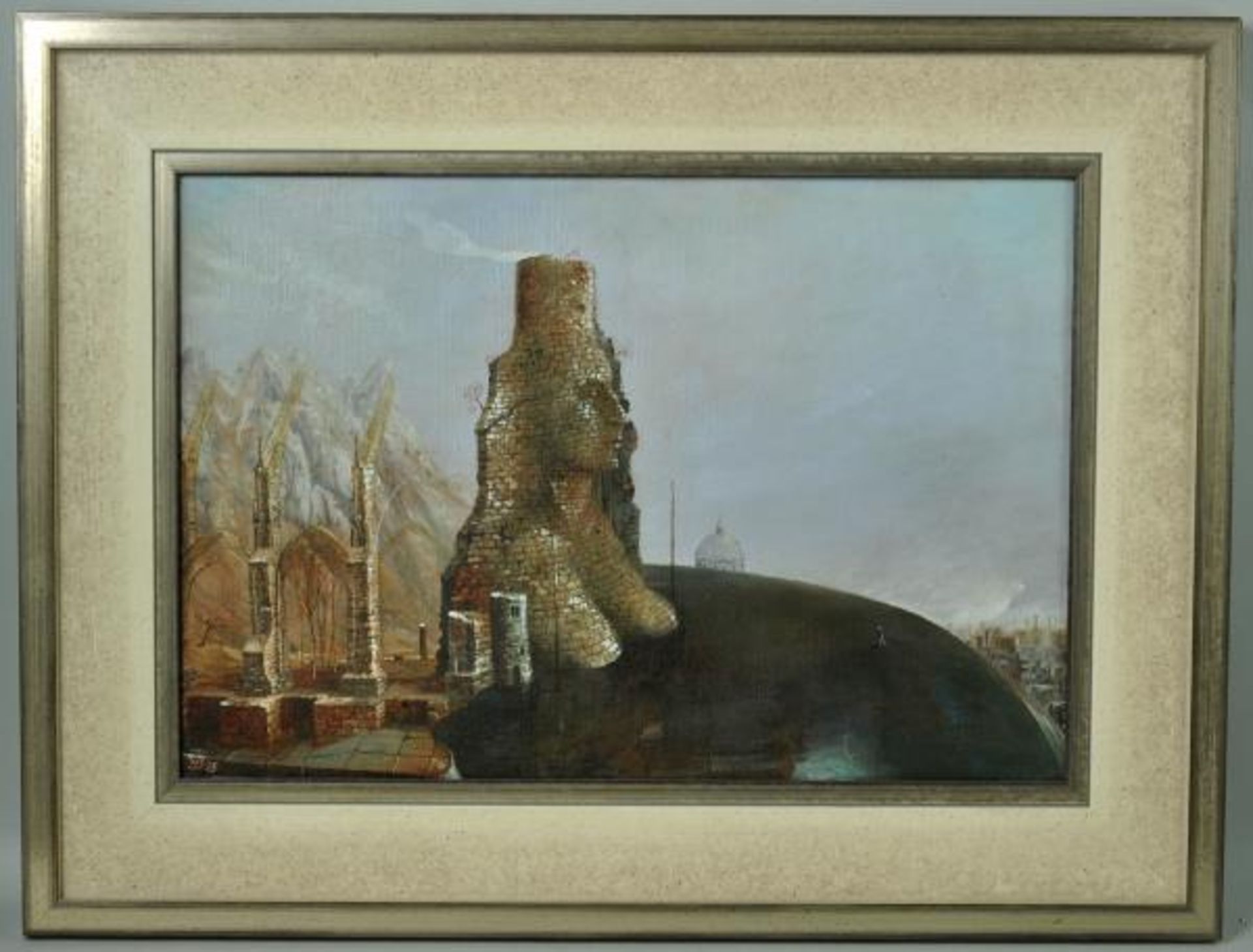 SOUCEK Jan (Tschechien 1942 - 2008) "Phantastische Landschaft mit Sphinx, Petersdom, Alpenkulisse, - Bild 2 aus 4