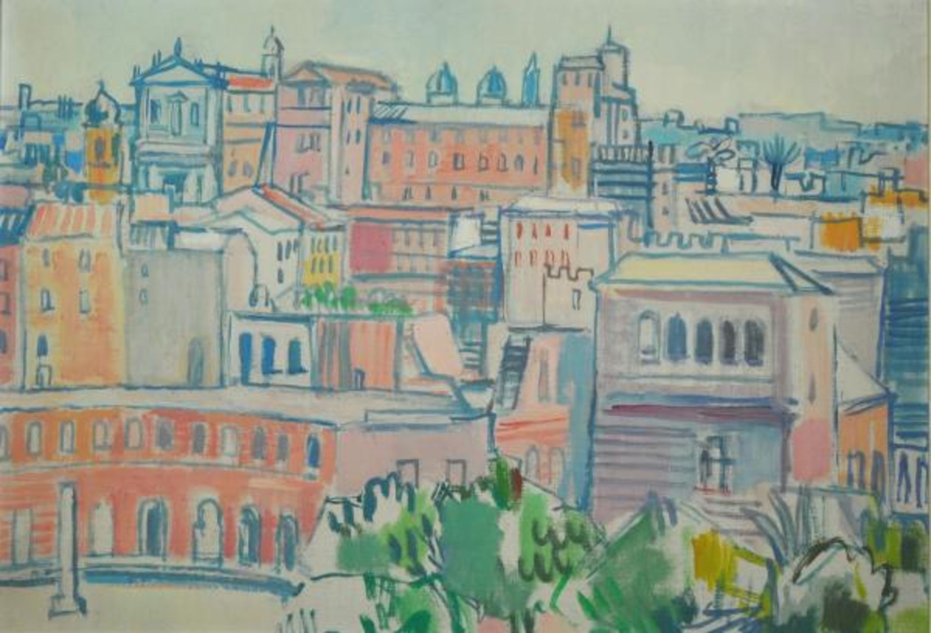 SAUERBRUCH Hans (1910 Marburg - 1996 Konstanz) "Stadtansicht Rom", farbenfrohe Darstellung von