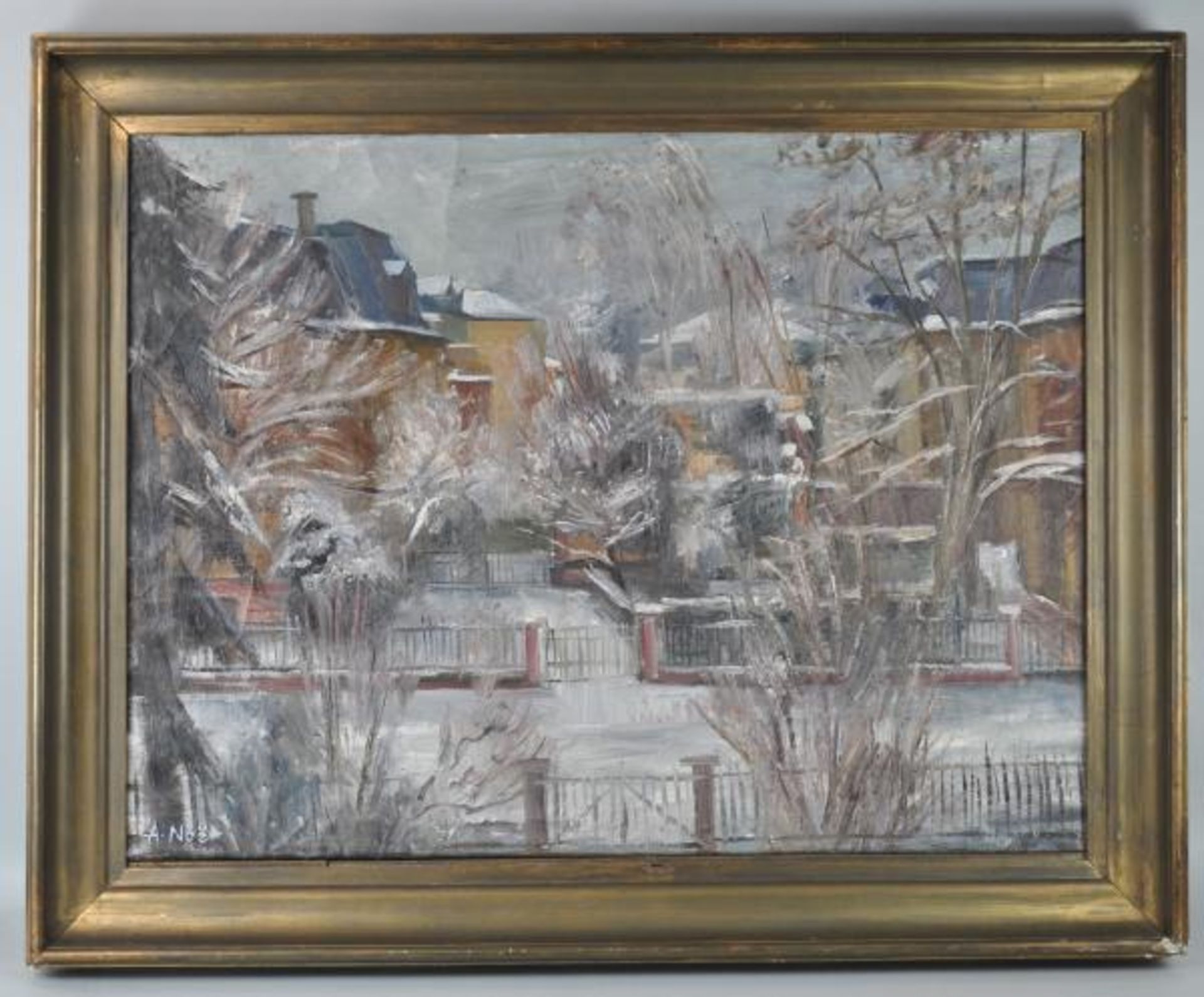 NOE Alfred (1903 Weiler/Höri - 2000 Karlsruhe) "Atelierausblick" im Winter, Blick aus dem Atelier - Bild 2 aus 4
