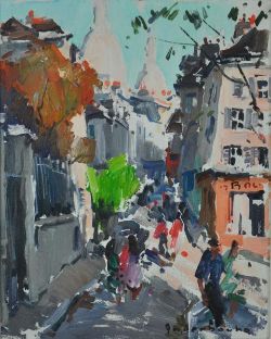 ANDERBOUHR Paul-Jean (1909 Paris - 2006) "Montmartre-Rue Norvin", Blick durch die Gassen auf die