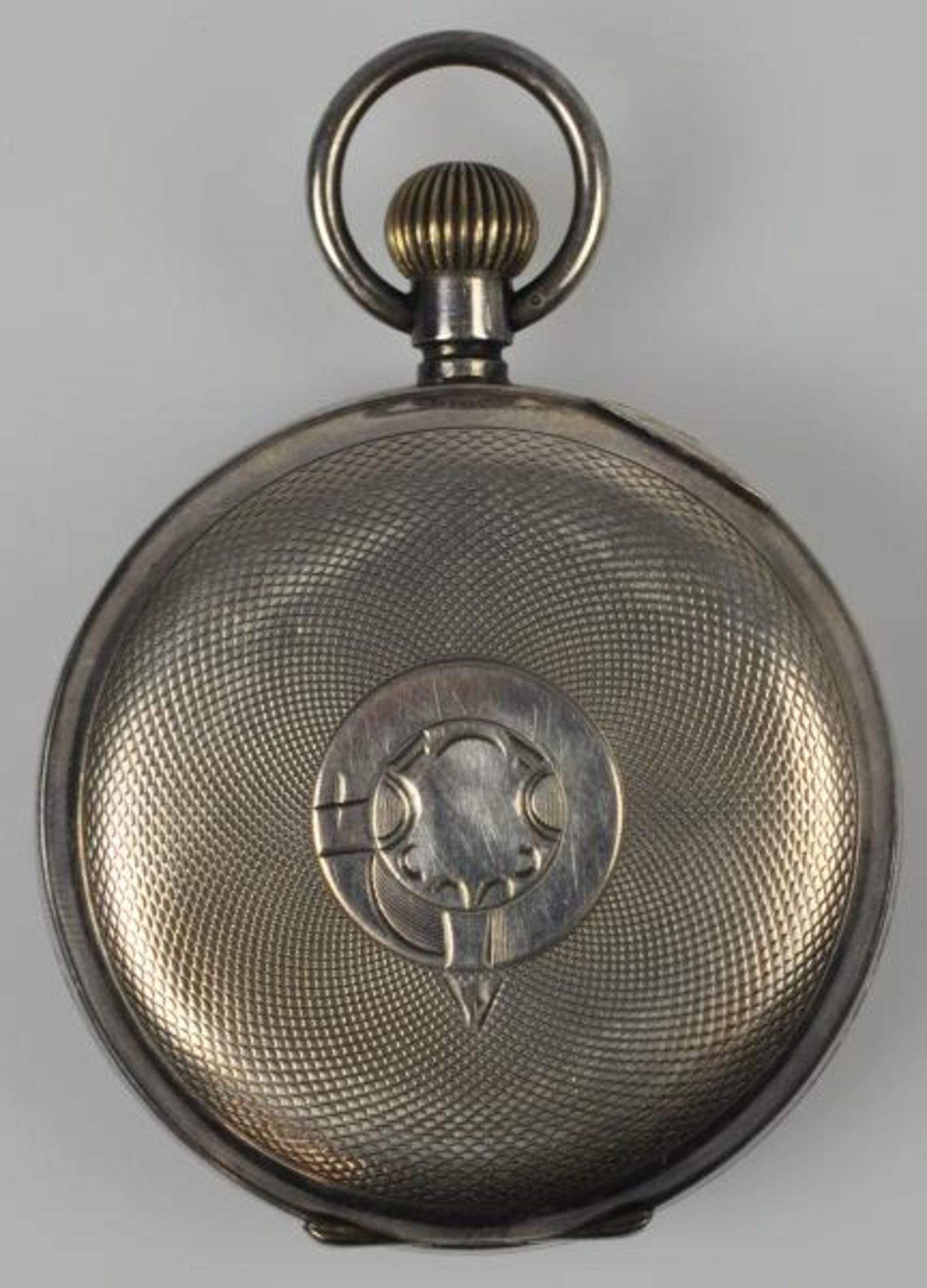 TASCHENUHR Schweiz, mit Achttage-Werk, Gehäuse aus Sterlingsilber mit Rückdeckel, Vorderseite mit - Image 2 of 3