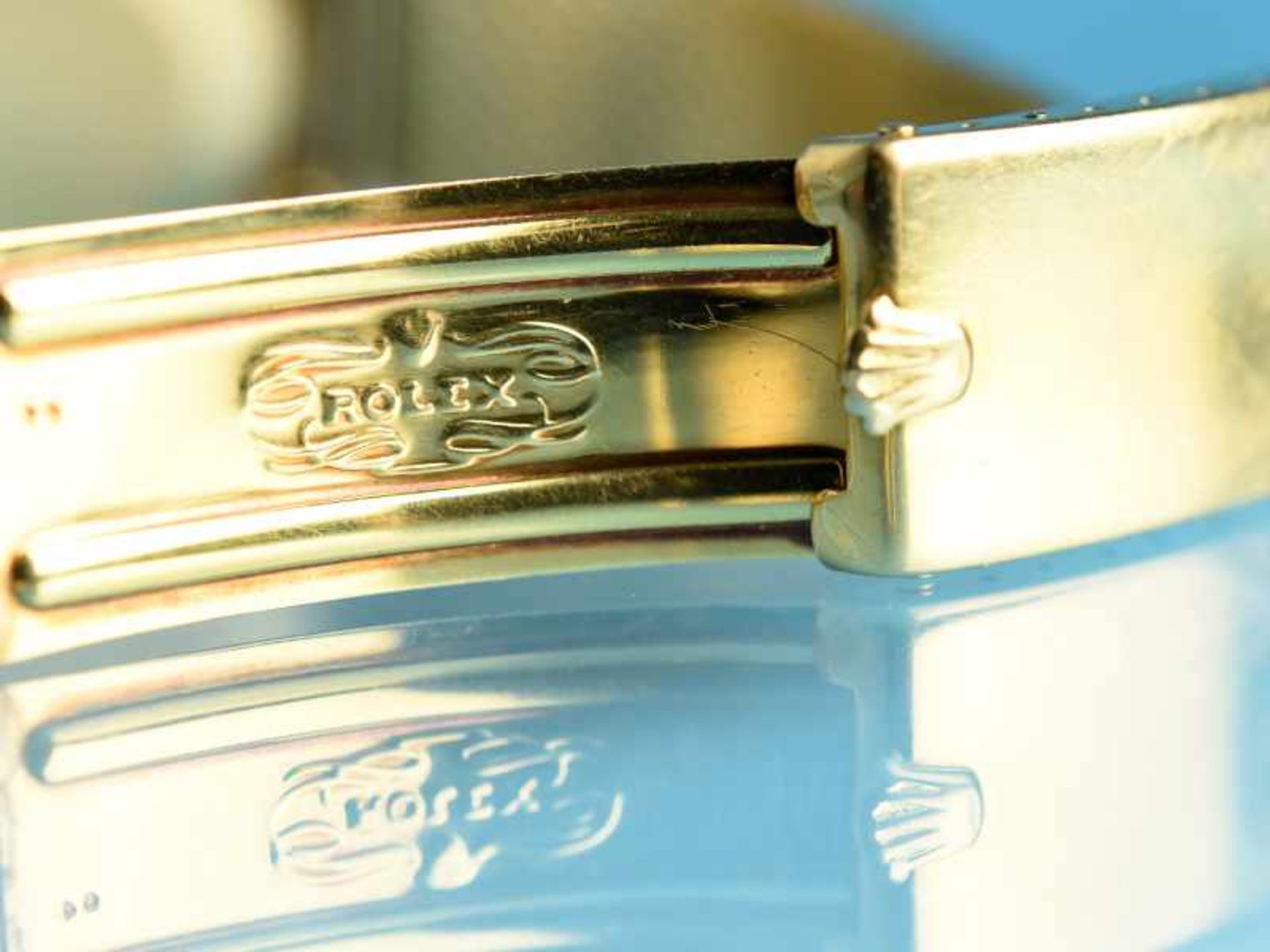 Herrenarmbanduhr "Oyster Perpetual", mit goldenem Armband und originaler Faltschließe von Rolex, - Bild 3 aus 12
