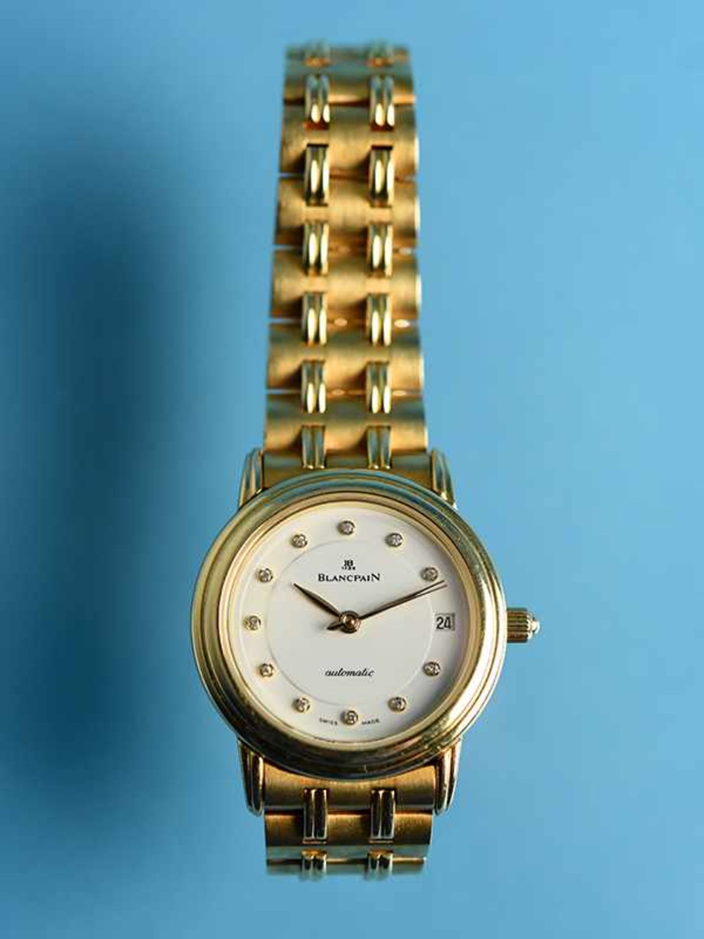 Damenarmbanduhr, Modell "Villeret Lady" mit 12 kleinen Diamanten, von Blancpain, 20. Jh. 750/- - Bild 7 aus 7