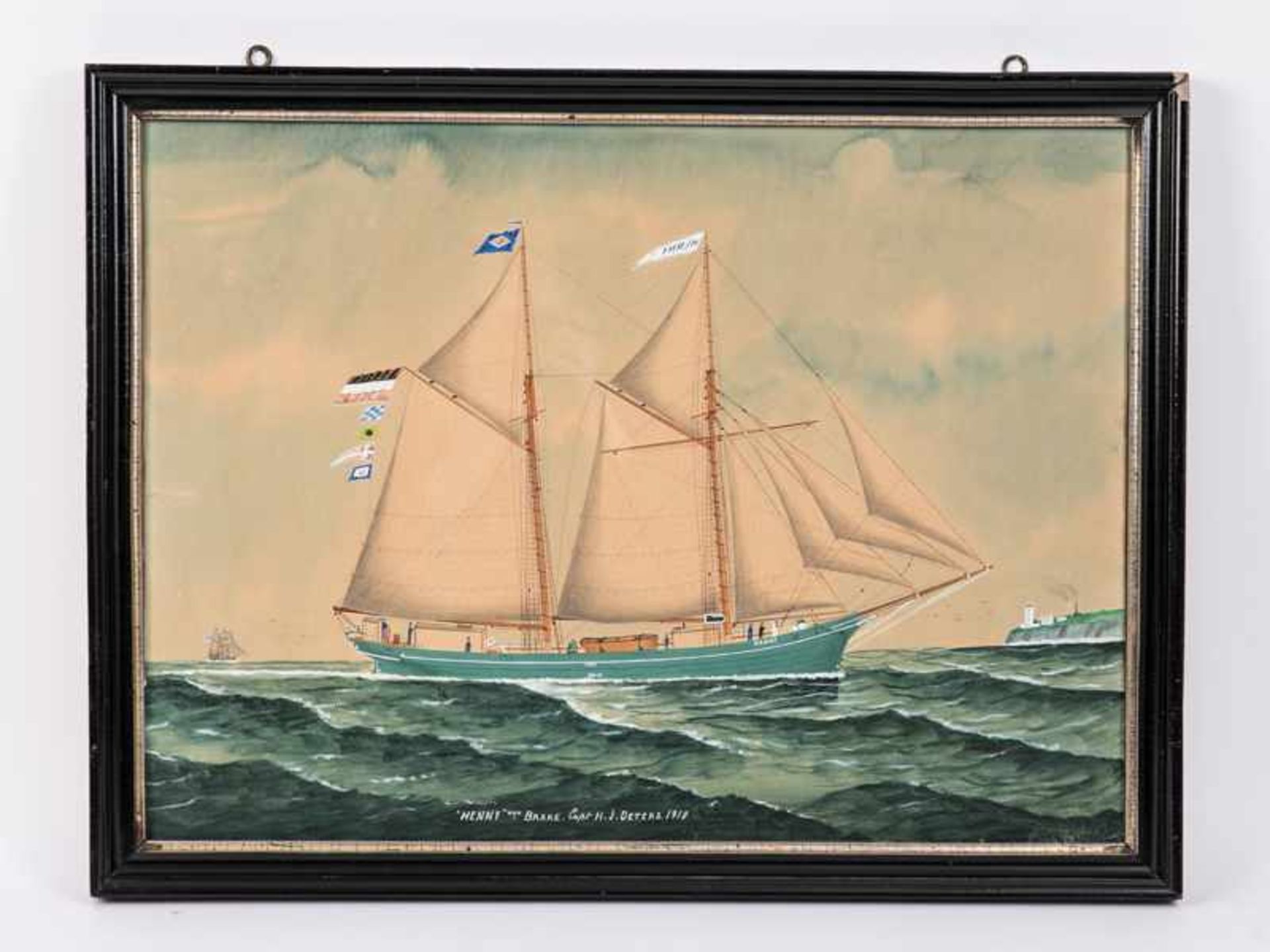 Chappell, Reuben (1870 - 1940), zugeschrieben. Schiffsportrait/Kapitänsbild der Schoneryacht "Henny"