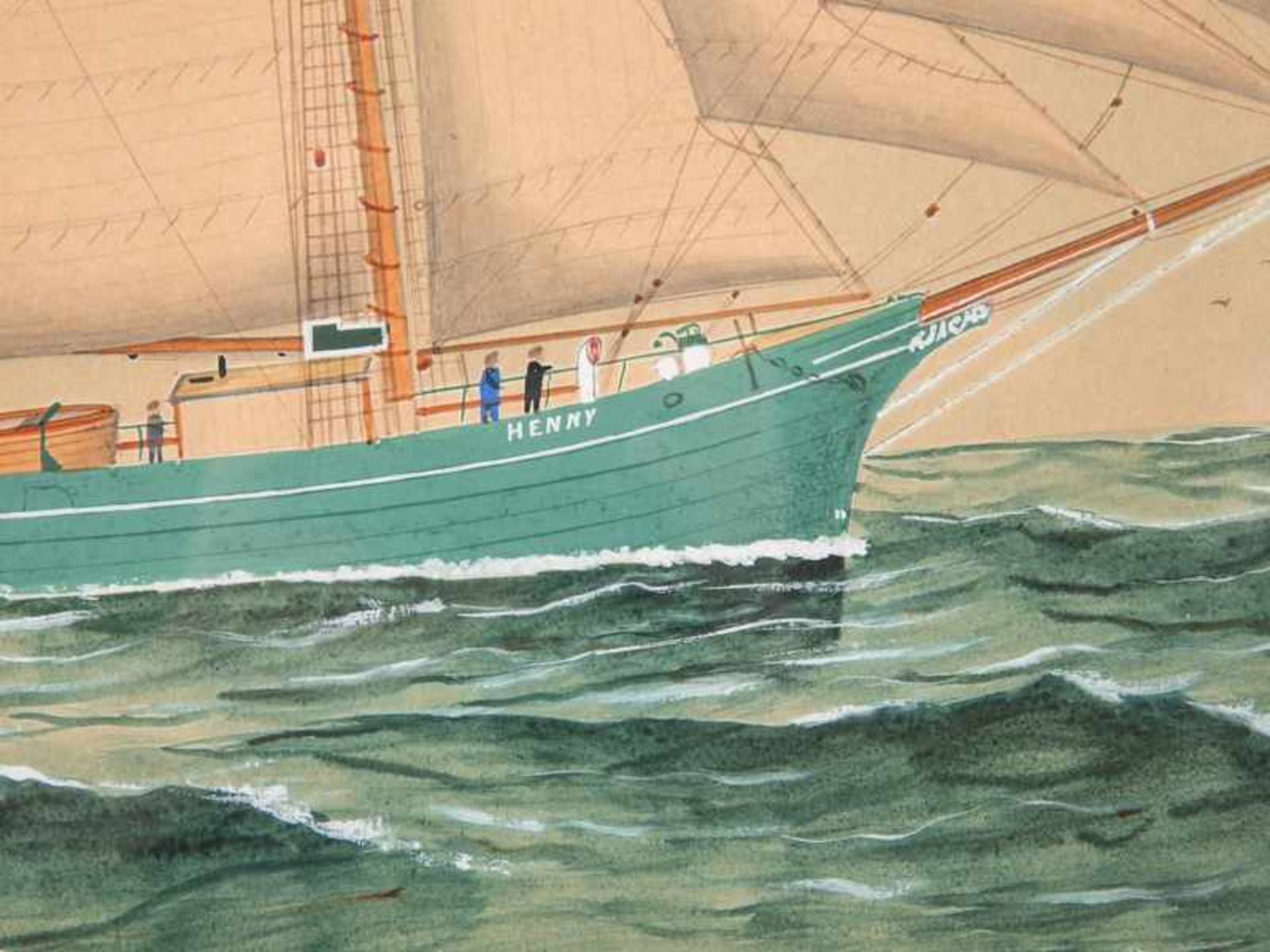 Chappell, Reuben (1870 - 1940), zugeschrieben. Schiffsportrait/Kapitänsbild der Schoneryacht "Henny" - Bild 8 aus 9