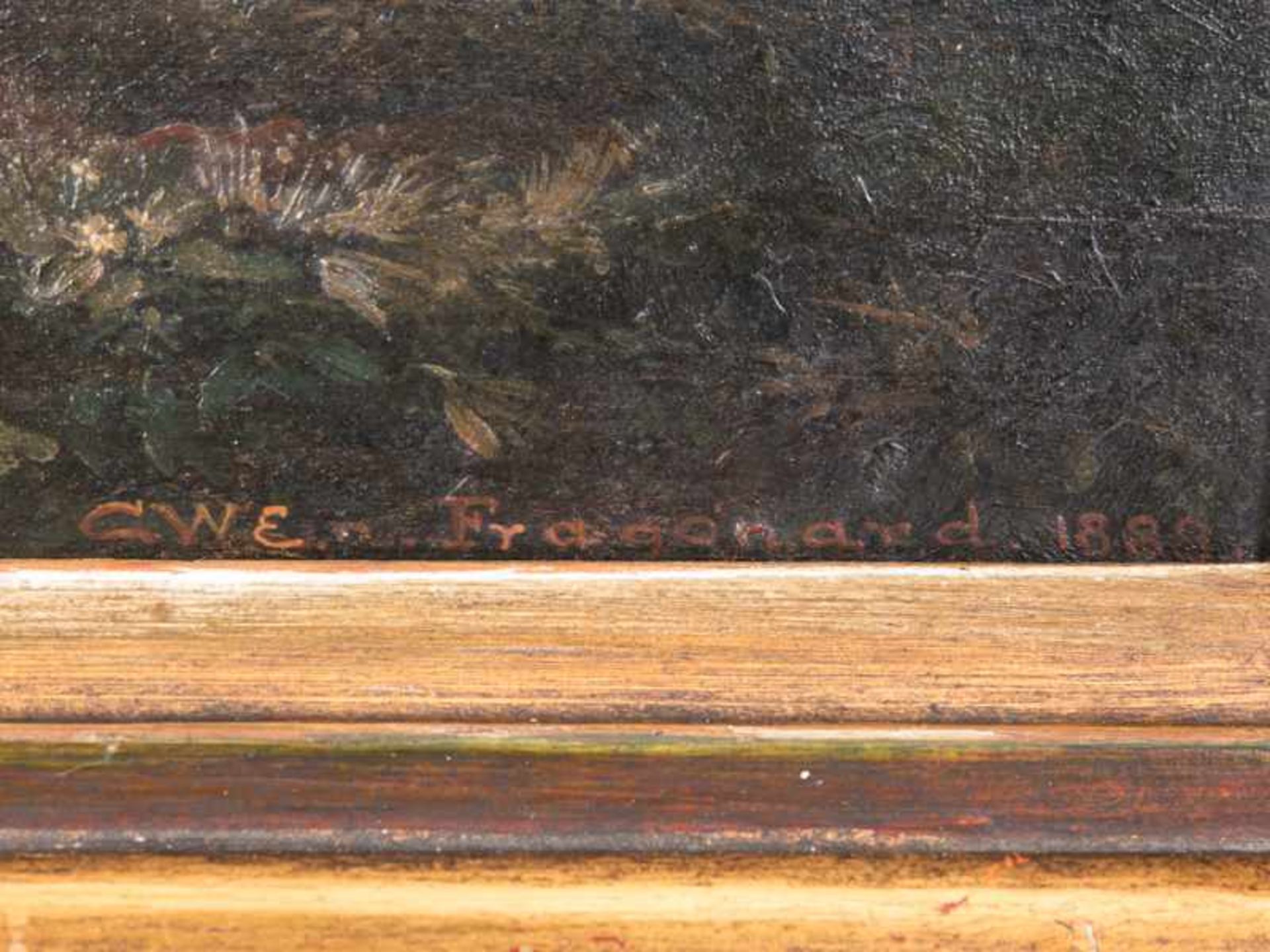 Kopist/ Monogrammist "CWE" nach Fragonard, 19. Jh. Öl auf Leinwand, "Pastorale Landschaft", 1888; - Image 4 of 5