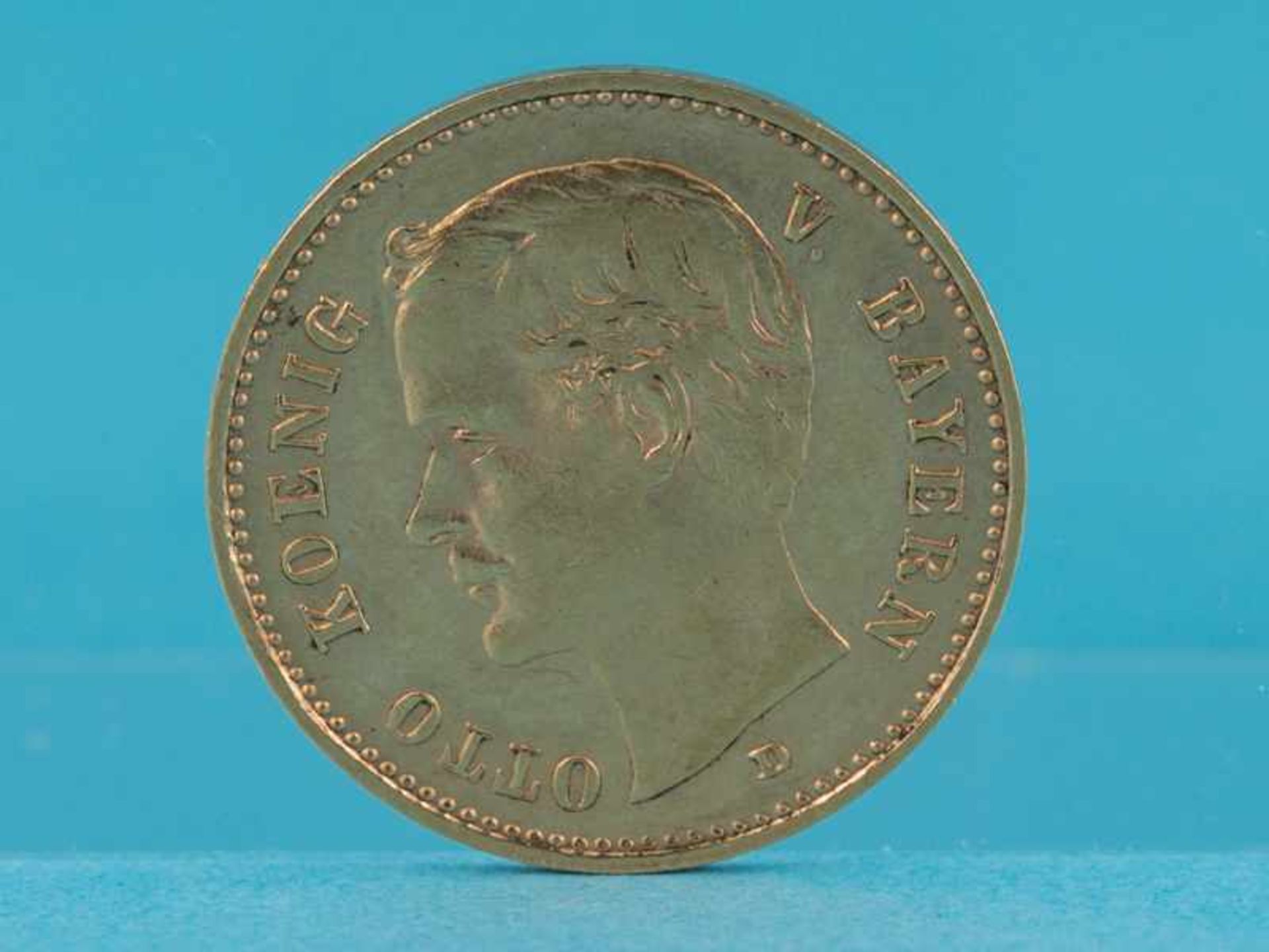 Goldmünze "10 Mark", Deutsches Kaiserreich/ Königreich Bayern (Otto), 1910. 900/-Gold, ca. 3,97 g;